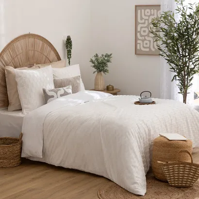 Bettwäsche 3-teilig Edie , Jacquard, Weiß, 240x220 cm