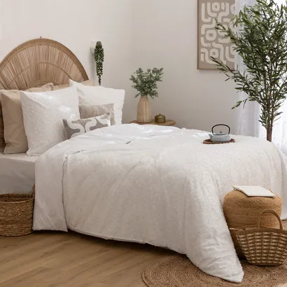 Bettwäsche 3-teilig Swan , Jacquard, Weiß, 240x220 cm