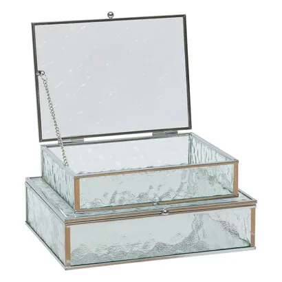 2 Schmuckkästchen Ania , Metall und Glas, Silber, 22x17 cm