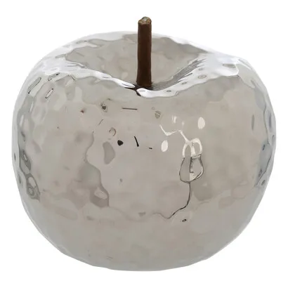 Dekoration Apfel Pamela , Keramik, Silber, H. 14 cm