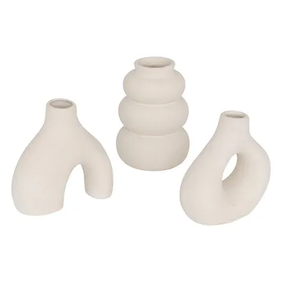 Set mit 3 Solifloren Iora , Keramik, Weiß, H.9 cm