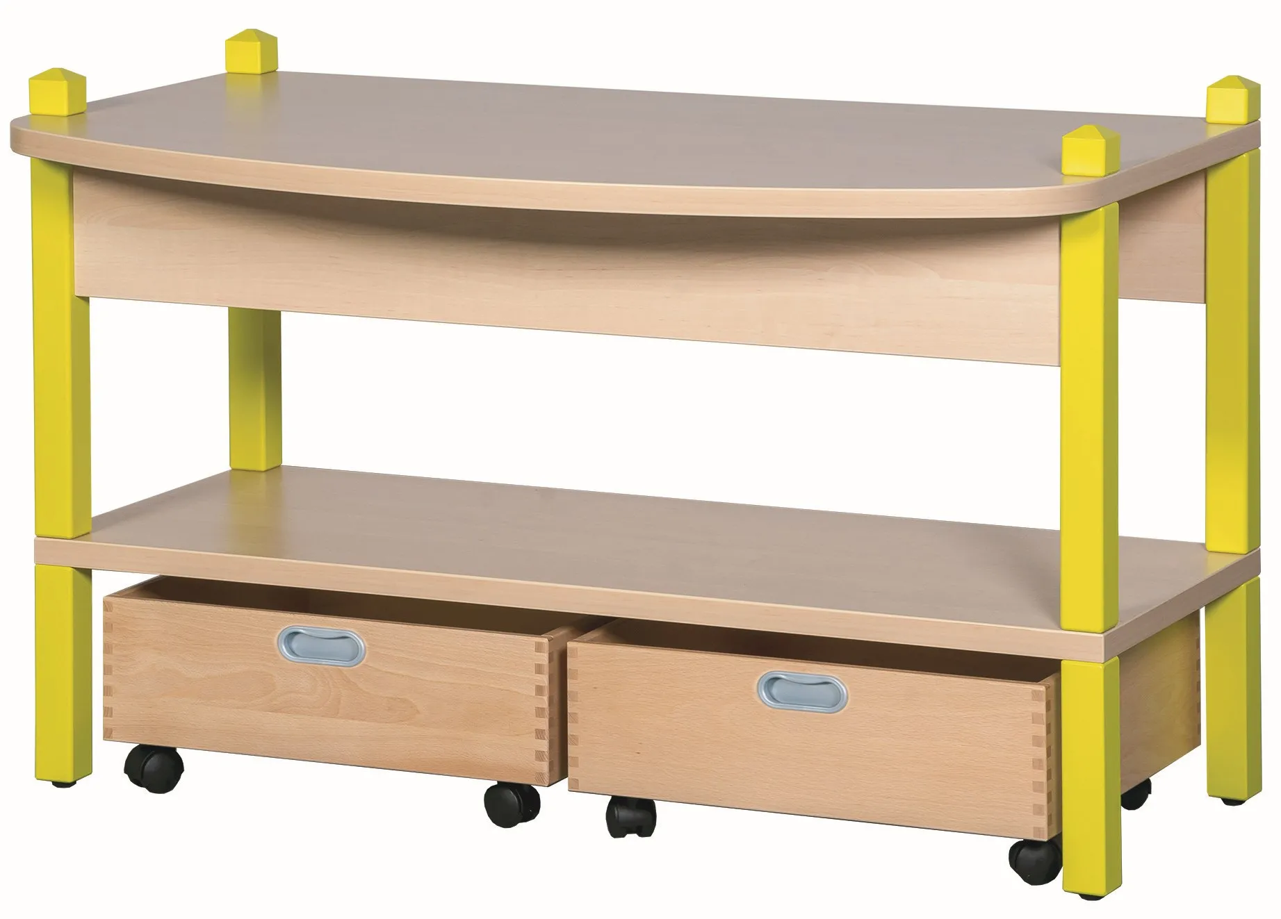 Spieltisch mit mobilen Rollkästen