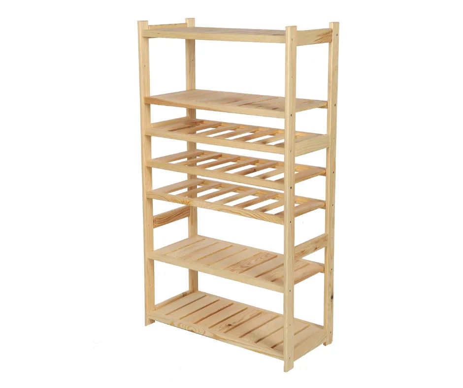 Weinregal SPREEWALD | HxBxT 124x70x33cm | 18 Flaschen auf 3 Ebenen + 4 Ablagen | Massives Kiefernholz | Natur