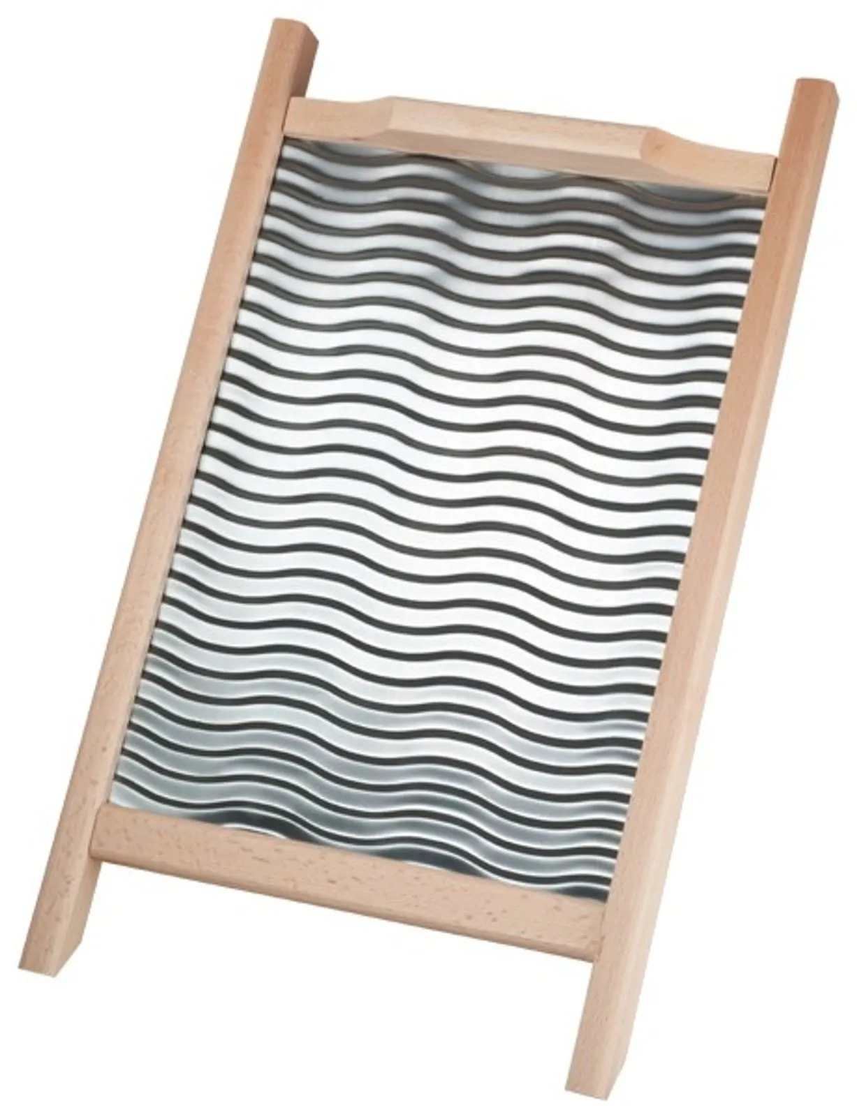 Waschbrett für Wäsche Rubbelbrett Handwäsche aus Buchenholz & Metall