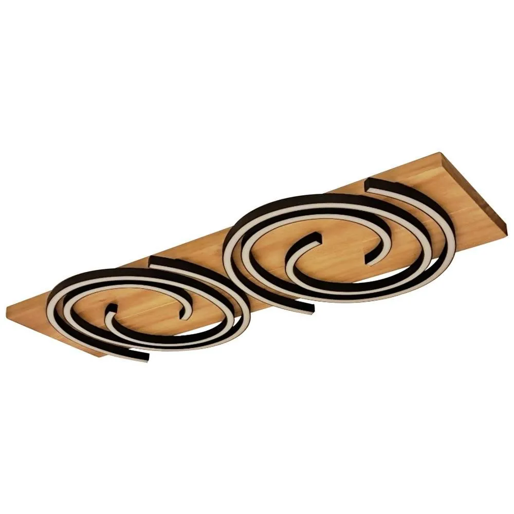 ECO-Light 9180-PL2 WO RIFIA LED-Deckenleuchte LED 25 W Holz Schwarz Lampe Spot