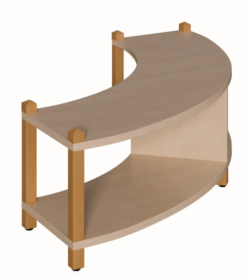 Stollenregal Viertelkreisregal mit fester Breite 120 cm, Anstellseiten 40cm und Radius 120 cm