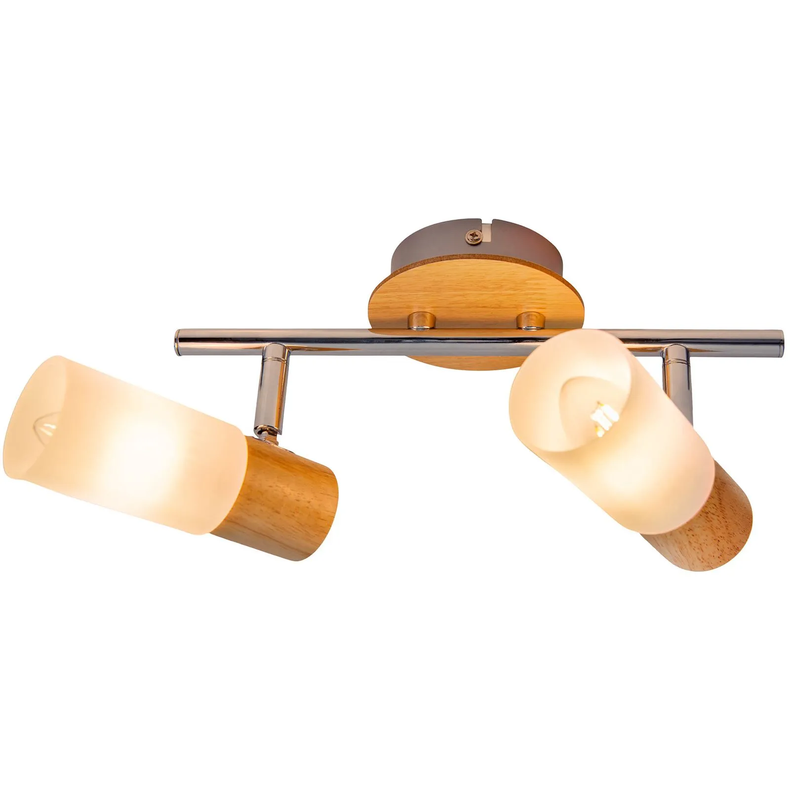 Deckenleuchte Wohnzimmer Deckenlampe Glas Holz Deckenstrahler 2 flammig 1283123