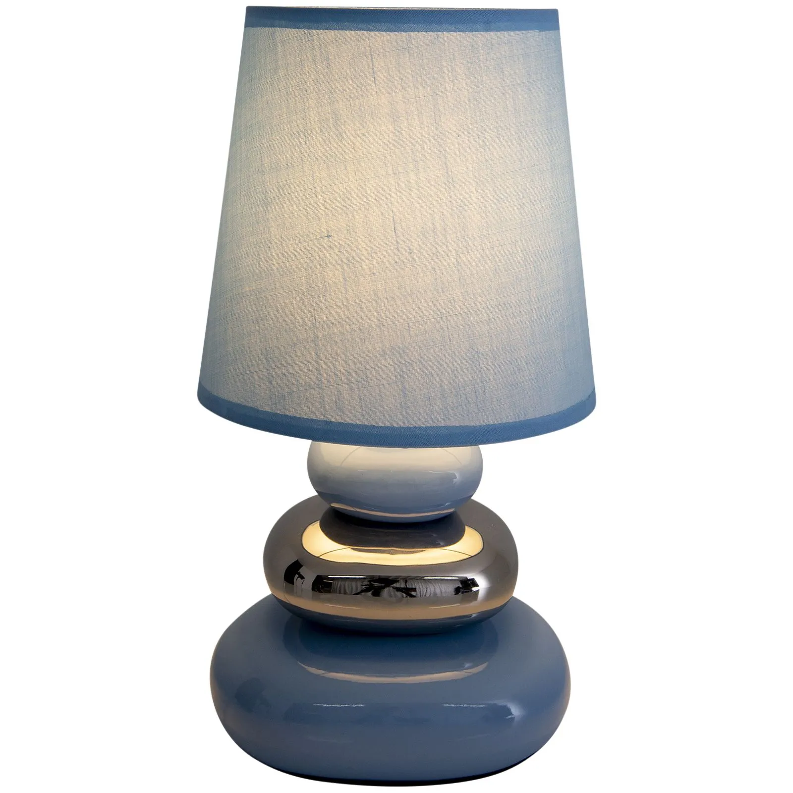 Tischlampe Wohnzimmer Tischleuchte Schlafzimmer Keramik Stoff Blau 3045312