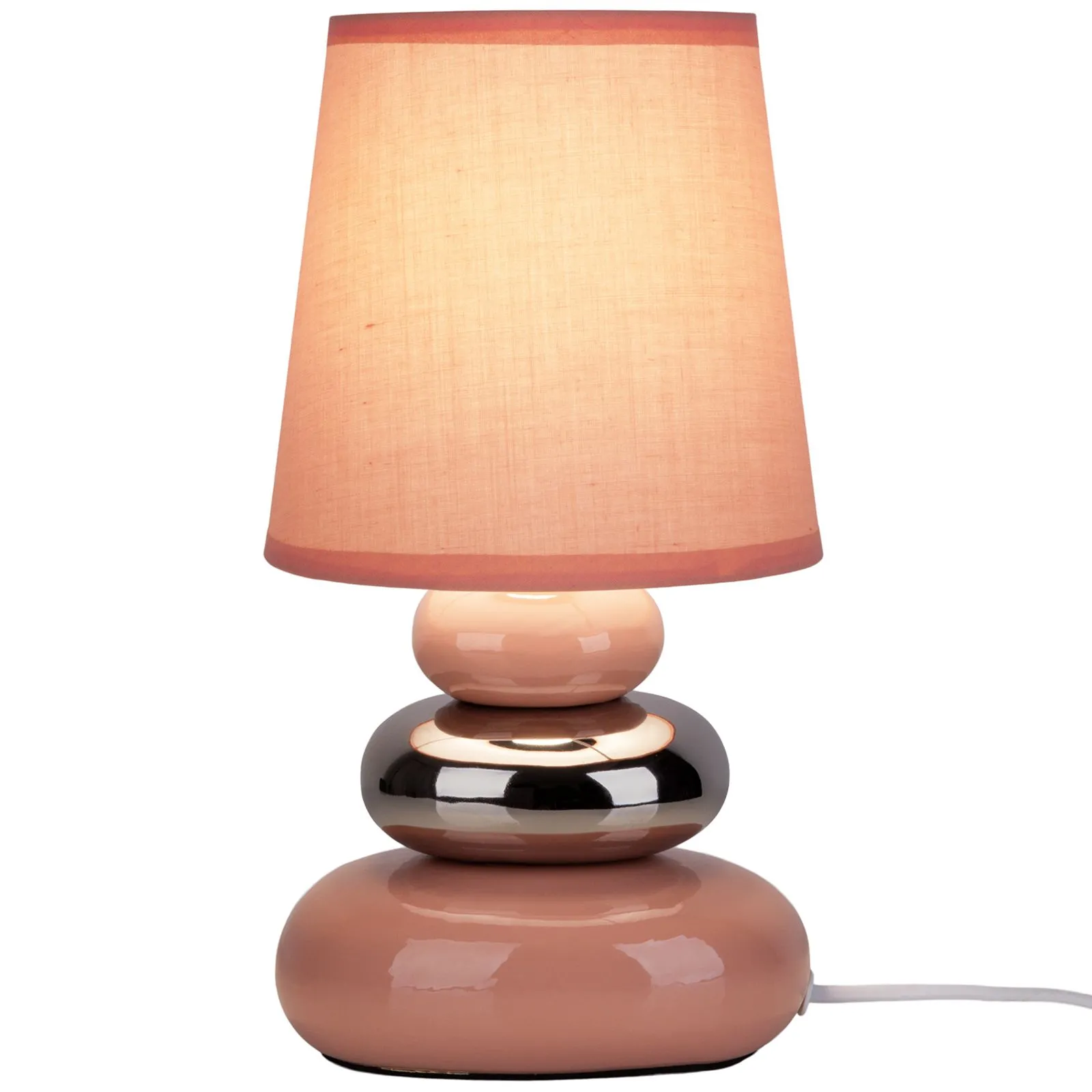 Tischlampe Wohnzimmer Tischleuchte Schlafzimmer Keramik Stoff Rosa 3045332