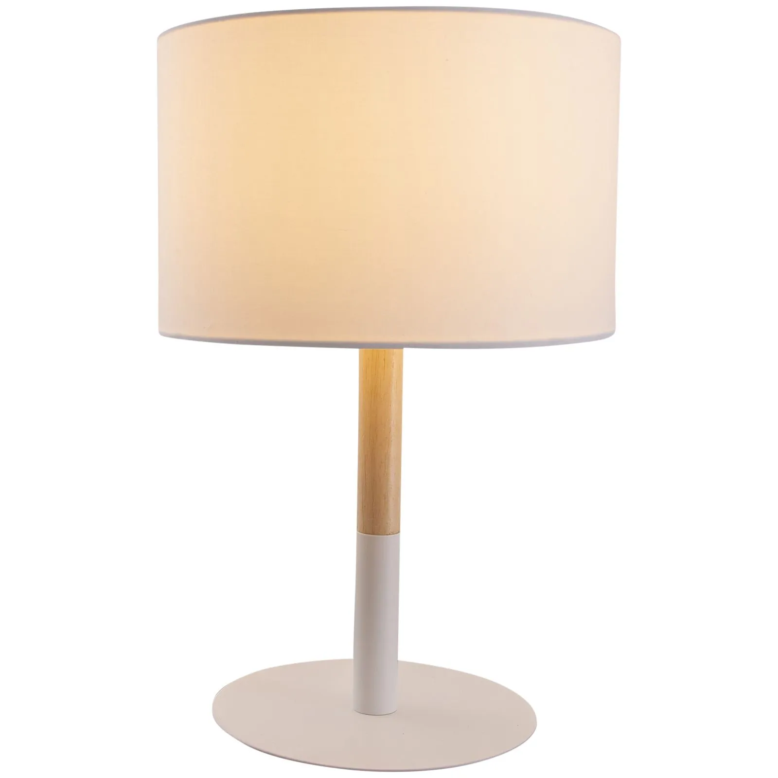 Tischlampe Wohnzimmer Holz Nachttischlampe Schlafzimmer Stoff Weiß 3184323