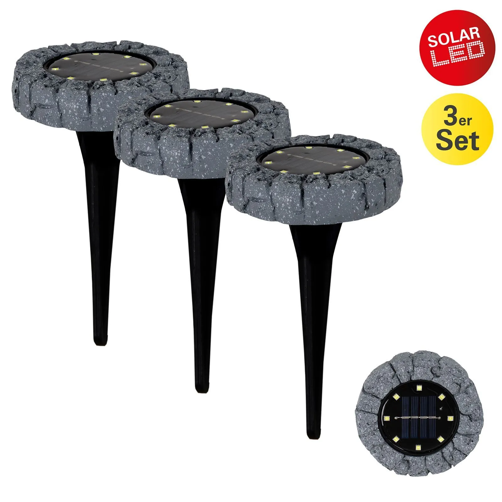Solarleuchte Boden 3er Set Solarlampe Garten Bodenstrahler Außen Solar 4125816