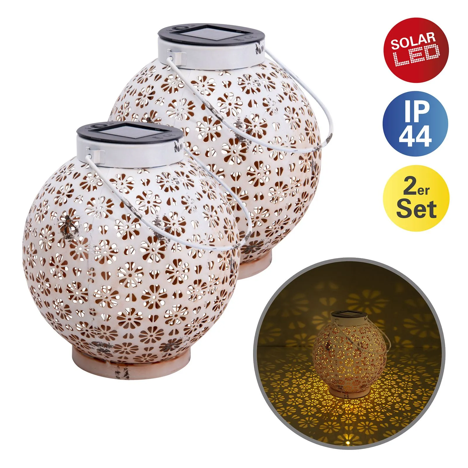 Solarleuchte Garten Laterne 2er Set Kugel Solarlampe Außenleuchte Solar 5285423