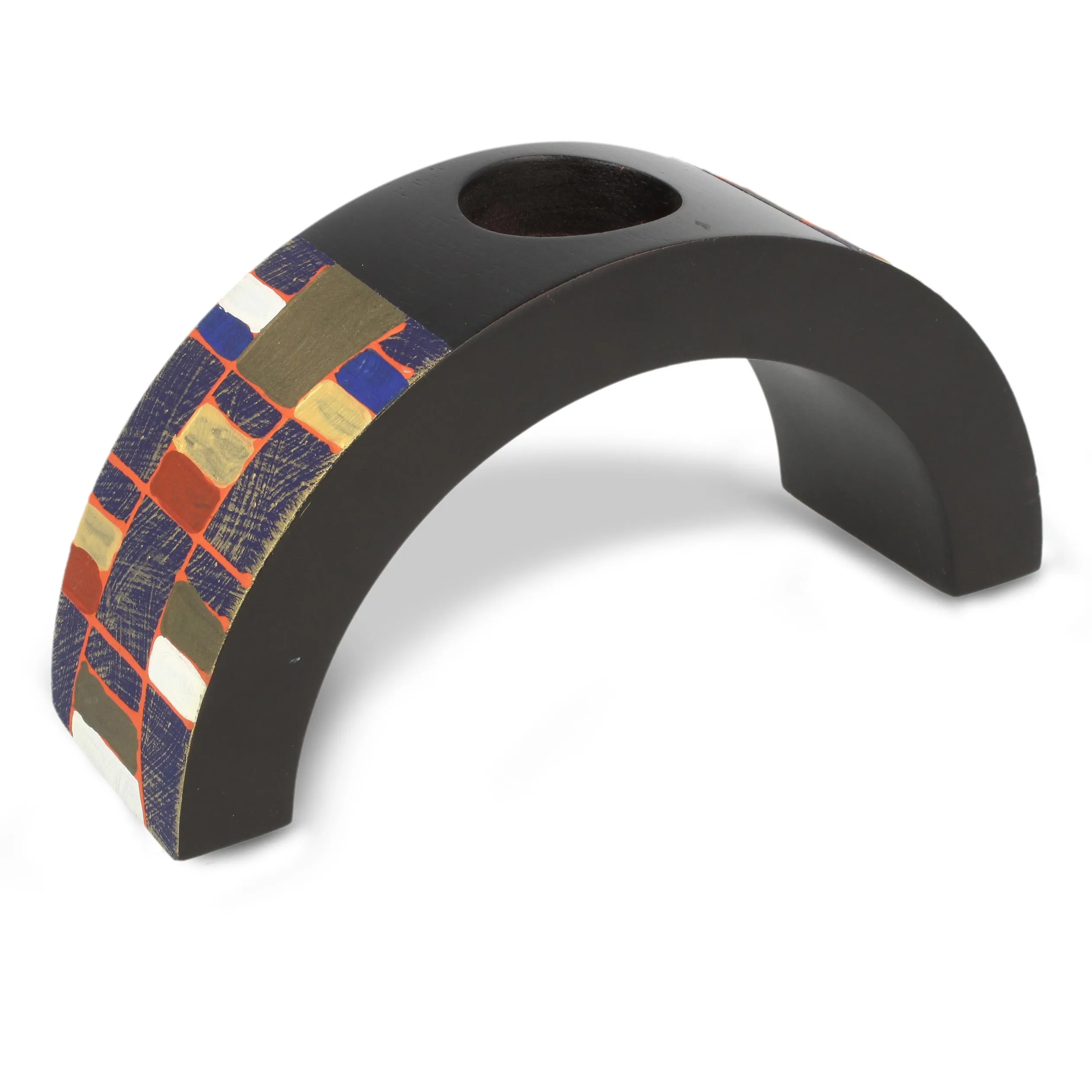 Teelichthalter, schwarz-multicolor, B 20 cm, H 10 cm, L 6,5 cm