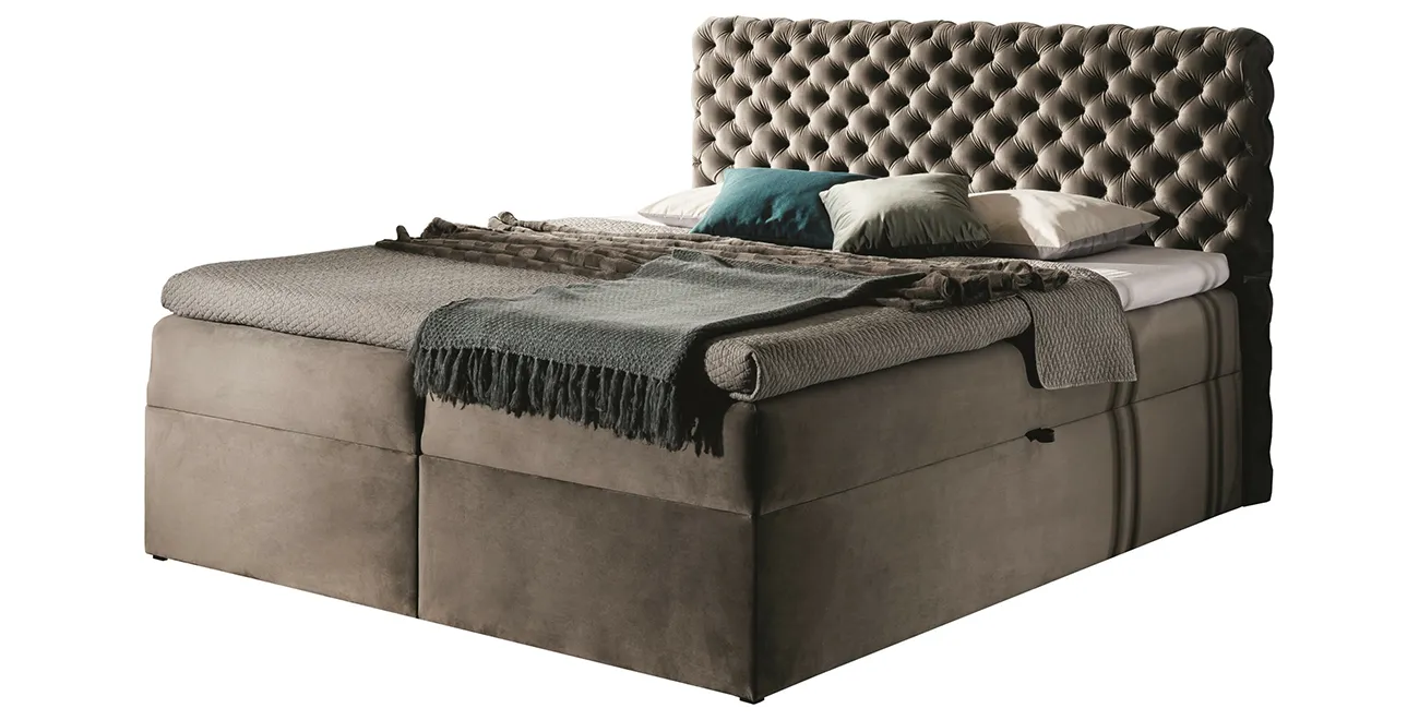 Boxspringbett Chesterfield 180x200 Hotelbett Mit Zwei Bettkasten Und Kopfteil Kontinentales Bett
