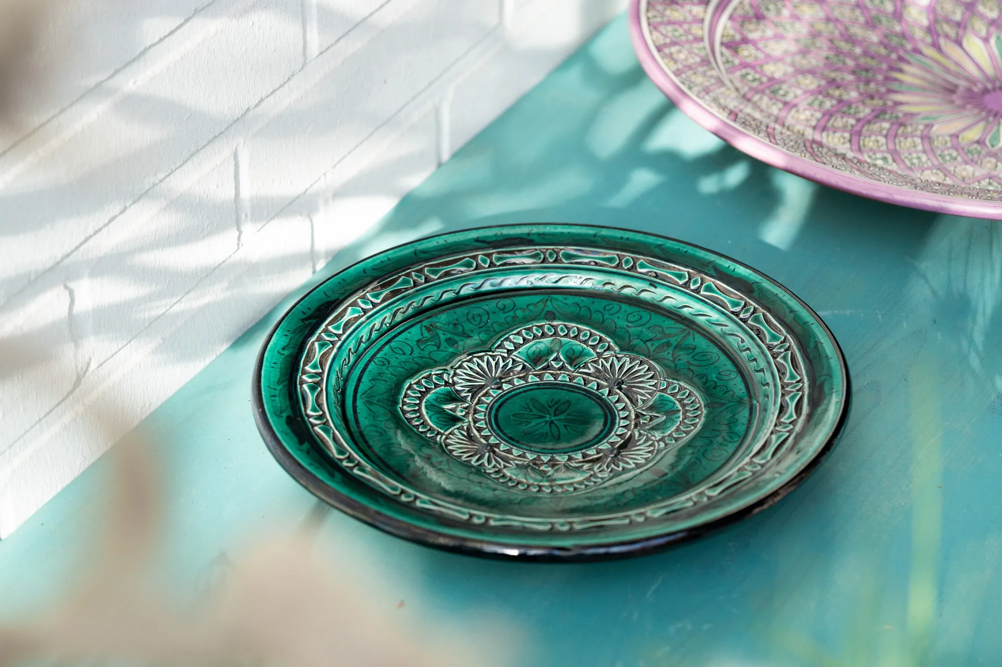 Zierteller 'Gaufre', grün, oliv, Ø 26 cm, H 4 cm