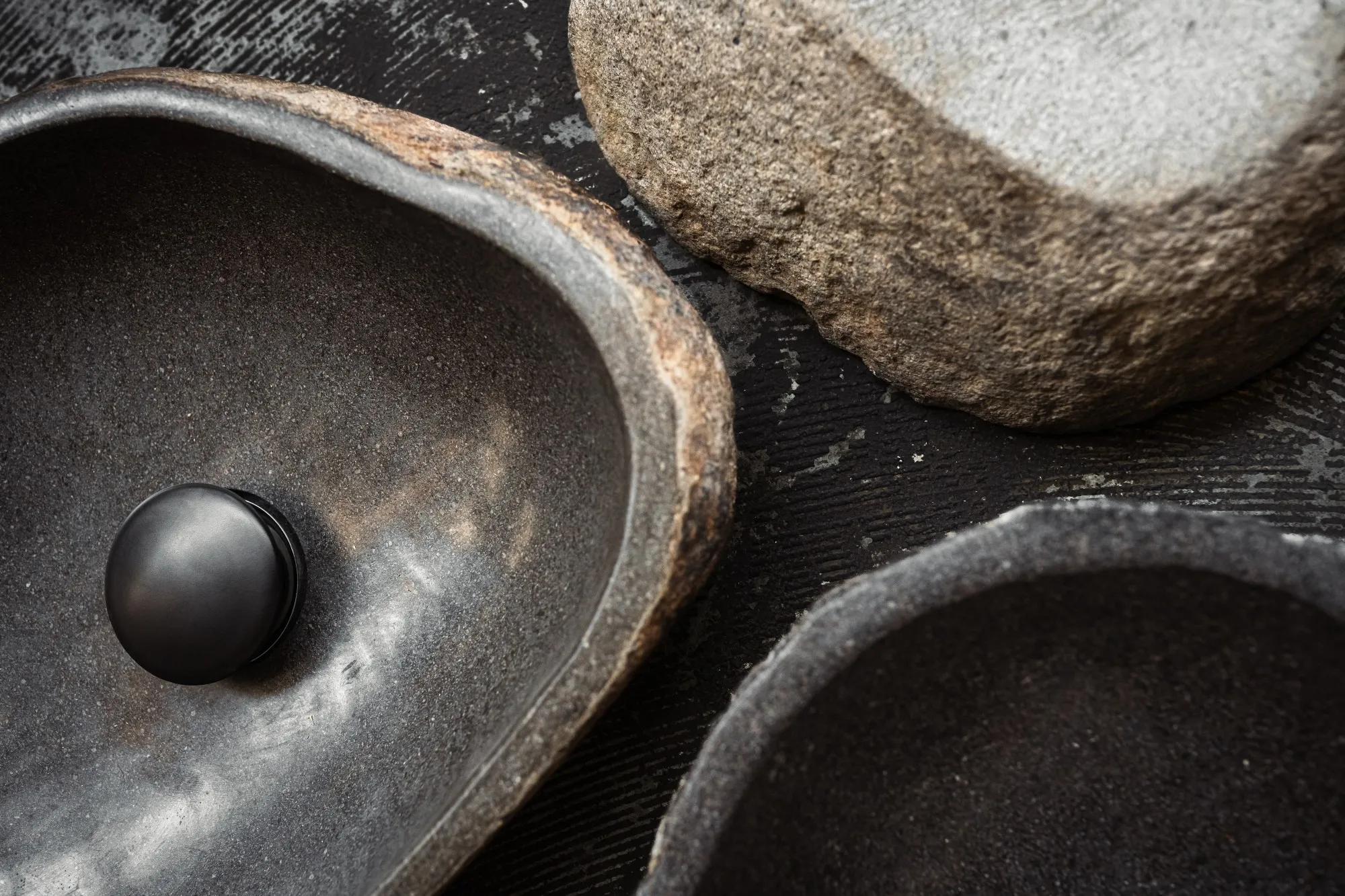 Natursteinwaschbecken, natur, ca. B 45 cm, L 30 cm, H 9 cm