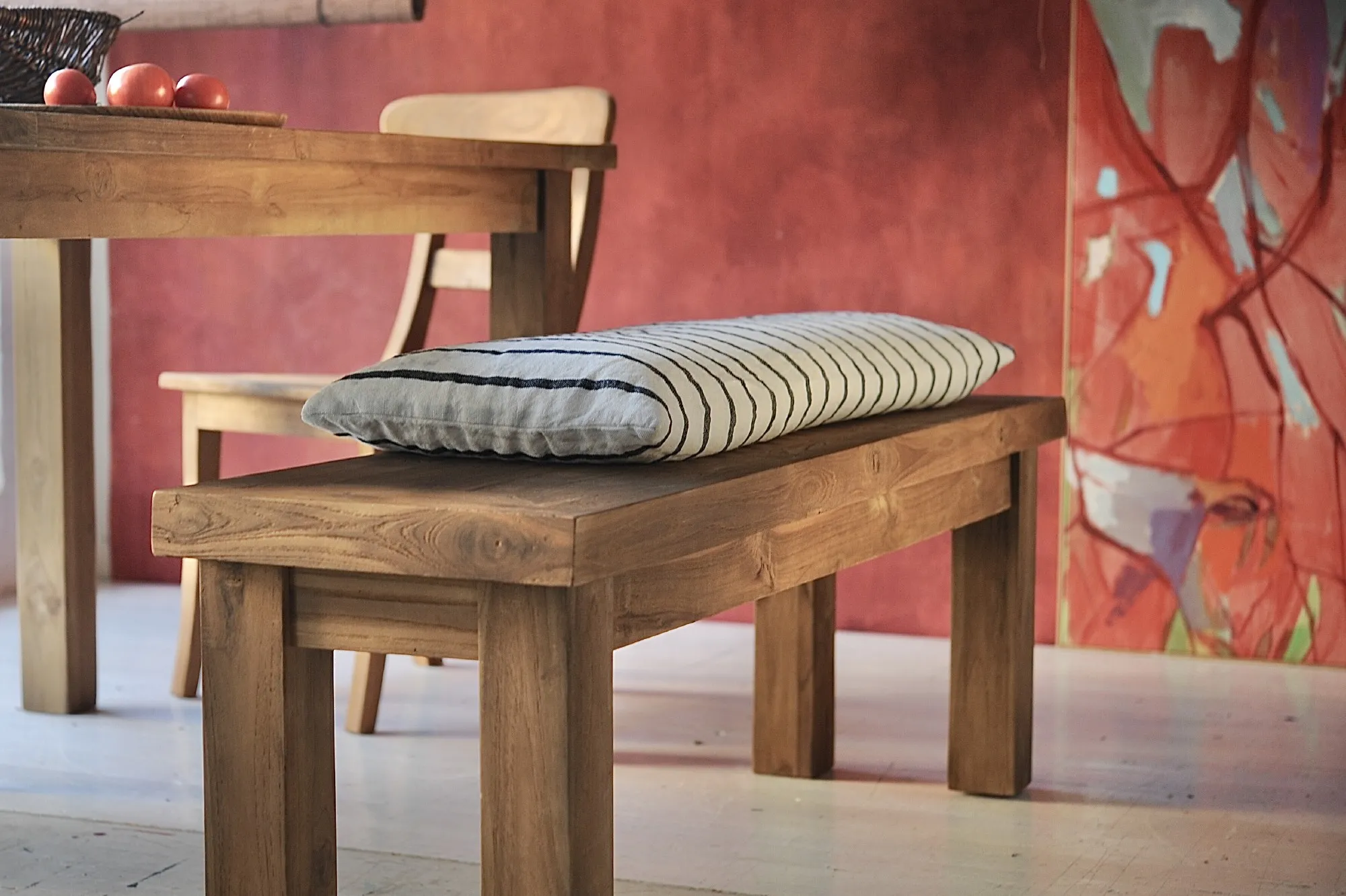 Holzbank aus recyceltem Teak, natur, B 160 cm, H 47 cm, L 35 cm