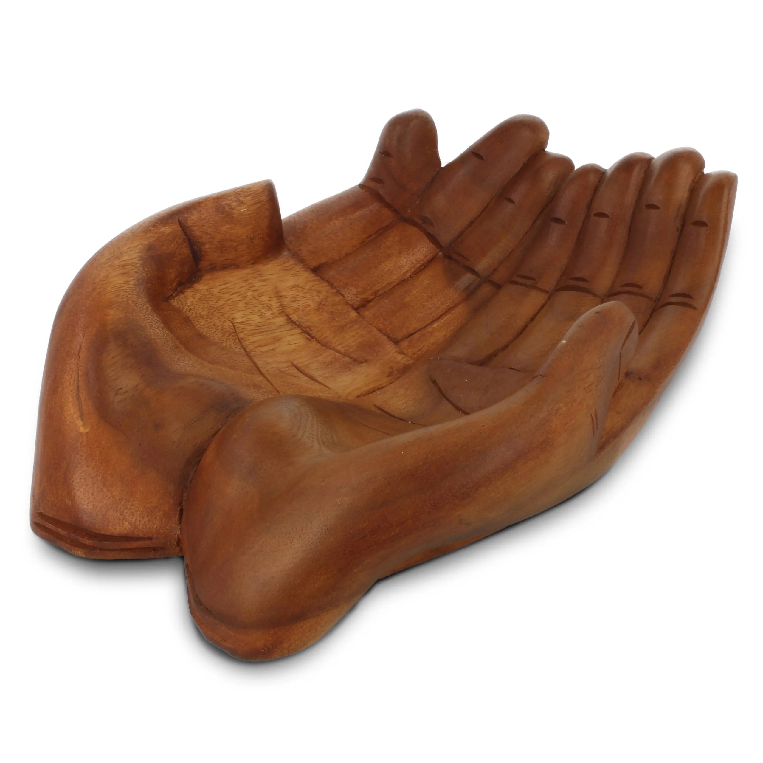 Holzschale 'Hände', handgeschnitzt, B 30 cm, L 22 cm, H 11 cm