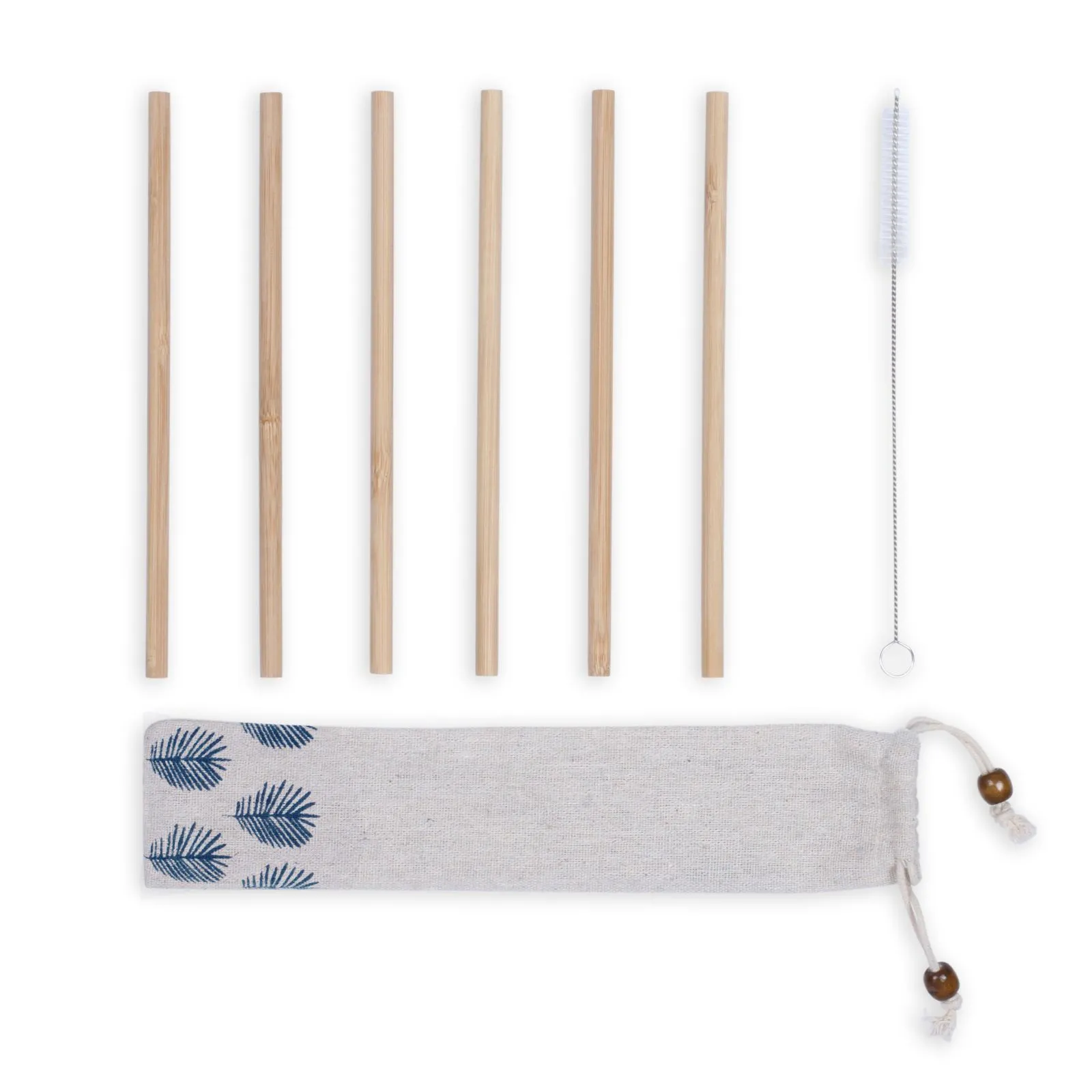 LIVOO Strohhalme Trinkhalme Bambus 6er-Pack 20 cm Reinigungsbürste MES133