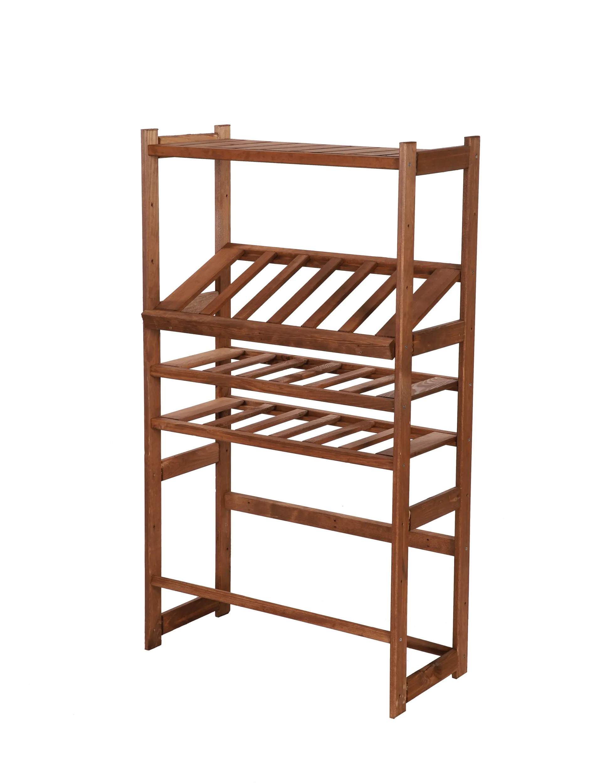 Getränkekisten- & Weinregal SPREEWALD | HxBxT 124x70x33cm | 12 Flaschen auf 2 Ebene + 2 Ebenen für Kisten + Ablage | Massives Kiefernholz | Braun geölt