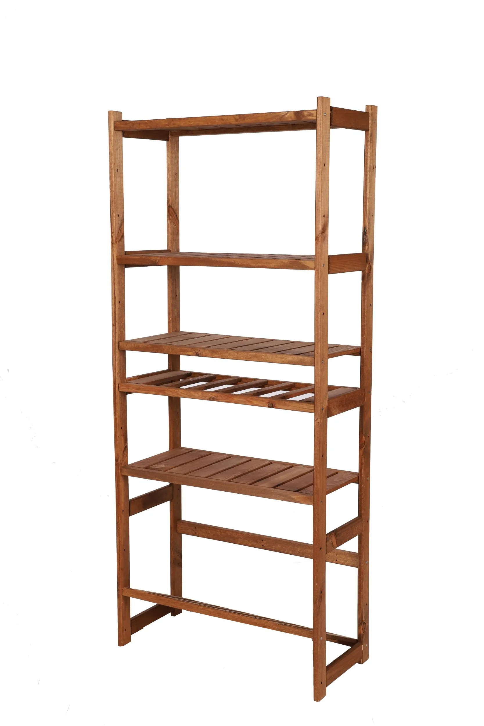 Getränkekisten- & Weinregal SPREEWALD | HxBxT 163x70x33cm | 6 Flaschen auf 1 Ebene + 1 Ebene für Kisten + 4 Ablagen | Massives Kiefernholz | Braun geölt