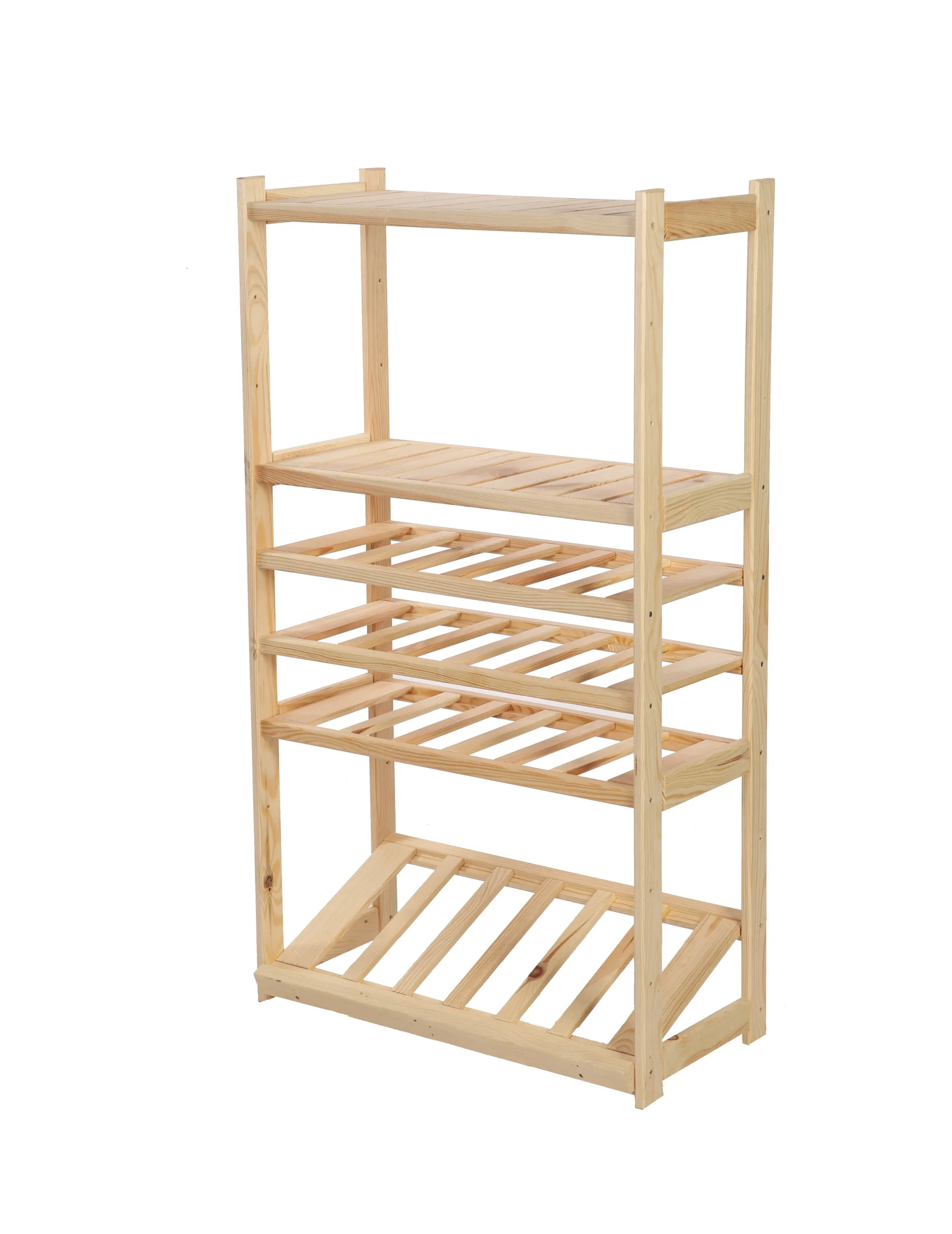 Getränkekisten- & Weinregal SPREEWALD | HxBxT 124x70x33cm | 18 Flaschen auf 3 Ebenen + 1 Ebene für Kisten + 2 Ablagen | Massives Kiefernholz | Natur