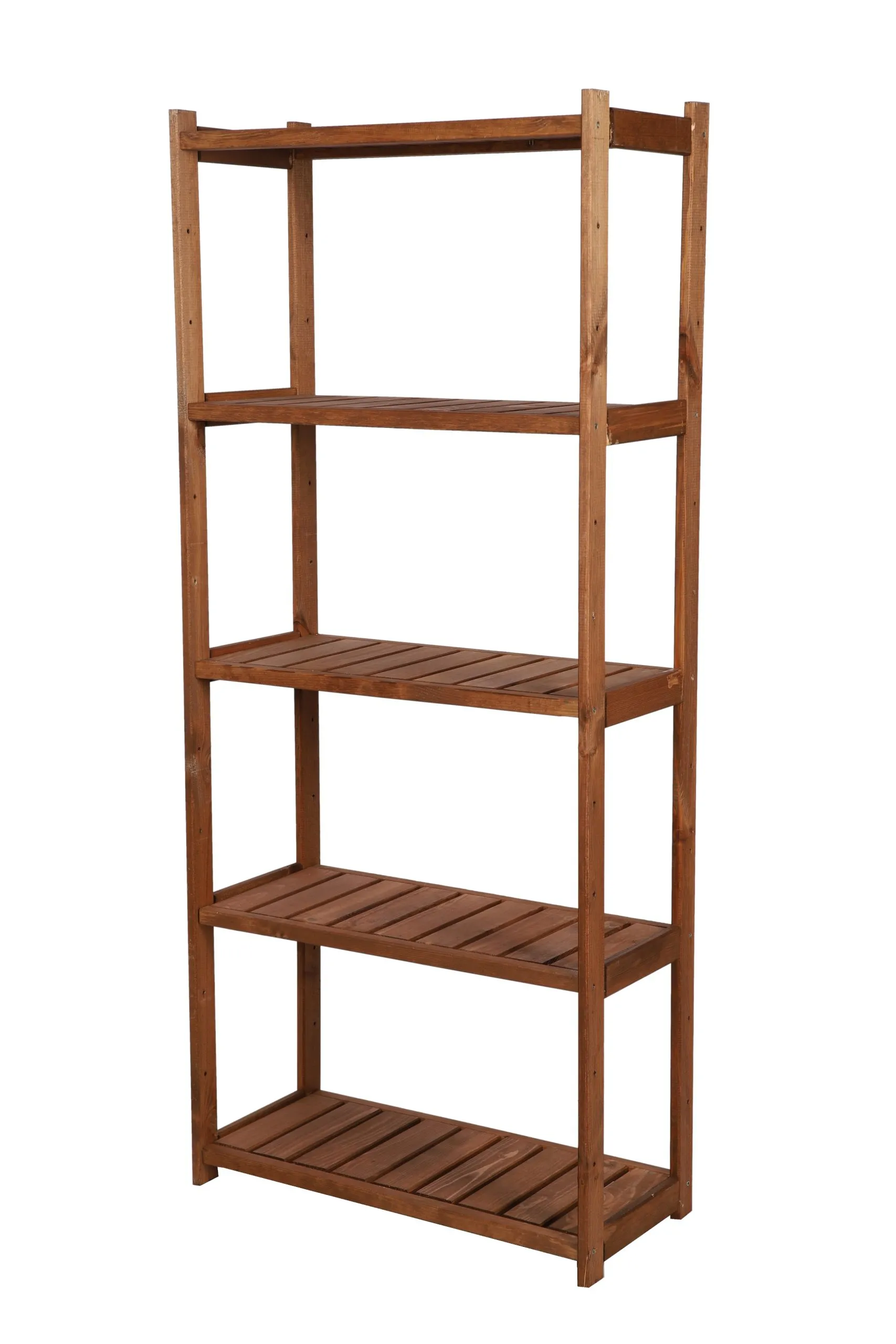 Holzregal SPREEWALD | HxBxT 163x70x33cm | 5 Ebenen | Massives Kiefernholz | Braun geölt