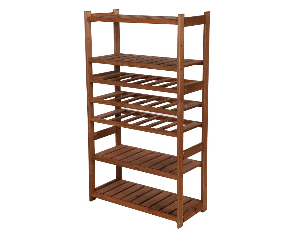 Weinregal SPREEWALD | HxBxT 124x70x33cm | 18 Flaschen auf 3 Ebenen + 4 Ablagen | Massives Kiefernholz | Braun geölt