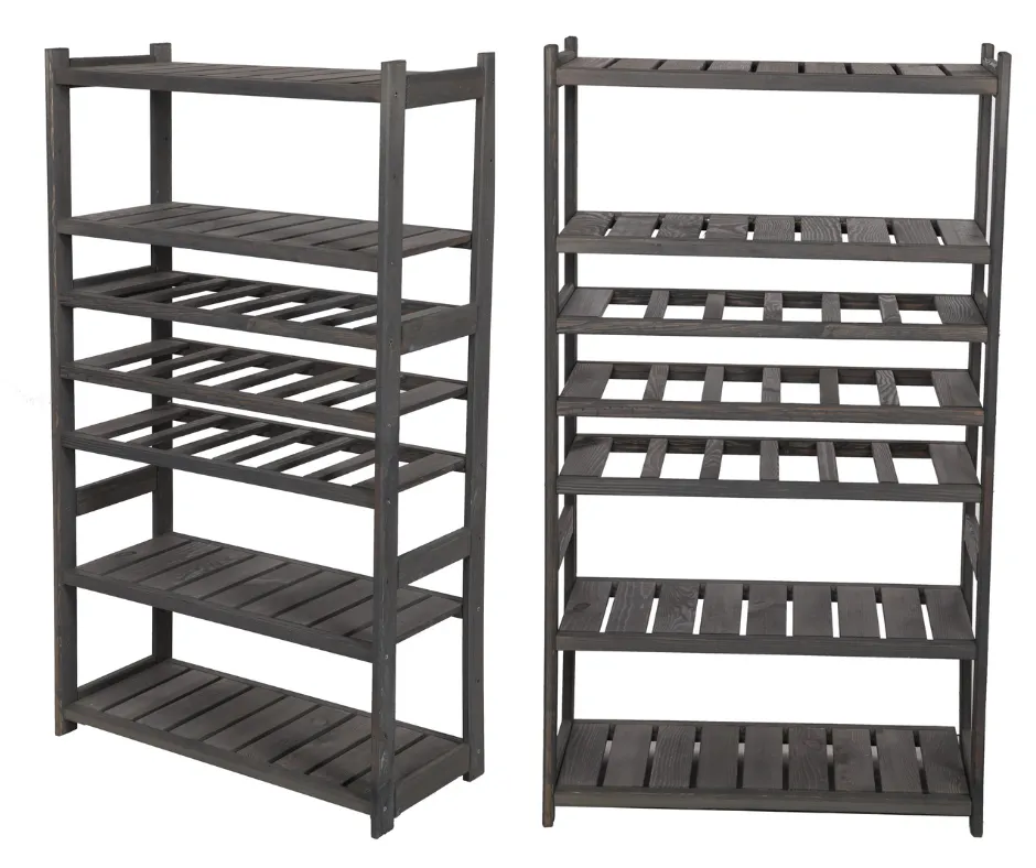 Weinregal SPREEWALD | HxBxT 124x70x33cm | 18 Flaschen auf 3 Ebenen + 4 Ablagen | Massives Kiefernholz | Grau geölt