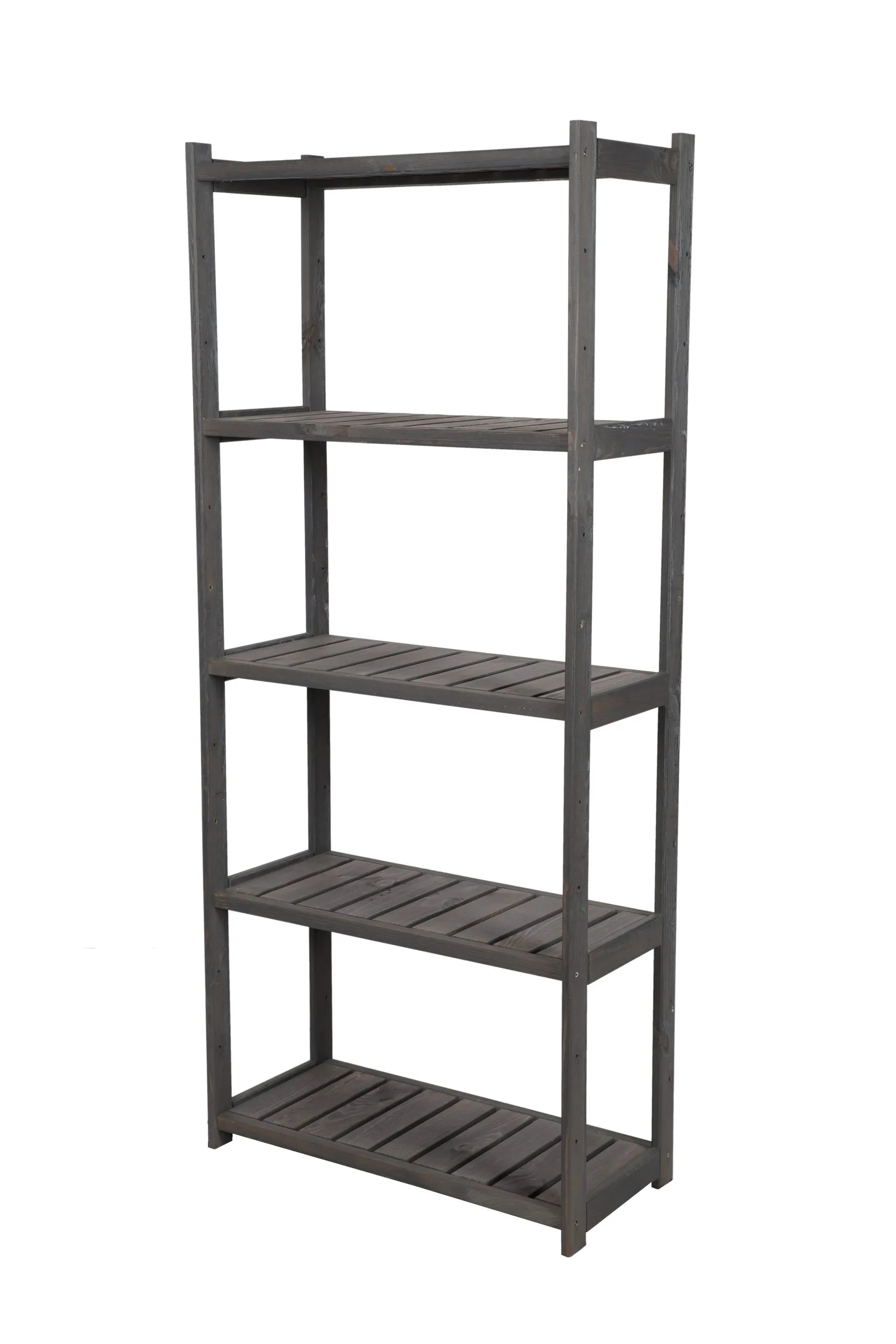 Holzregal SPREEWALD | HxBxT 163x70x33cm | 5 Ebenen | Massives Kiefernholz | Grau geölt