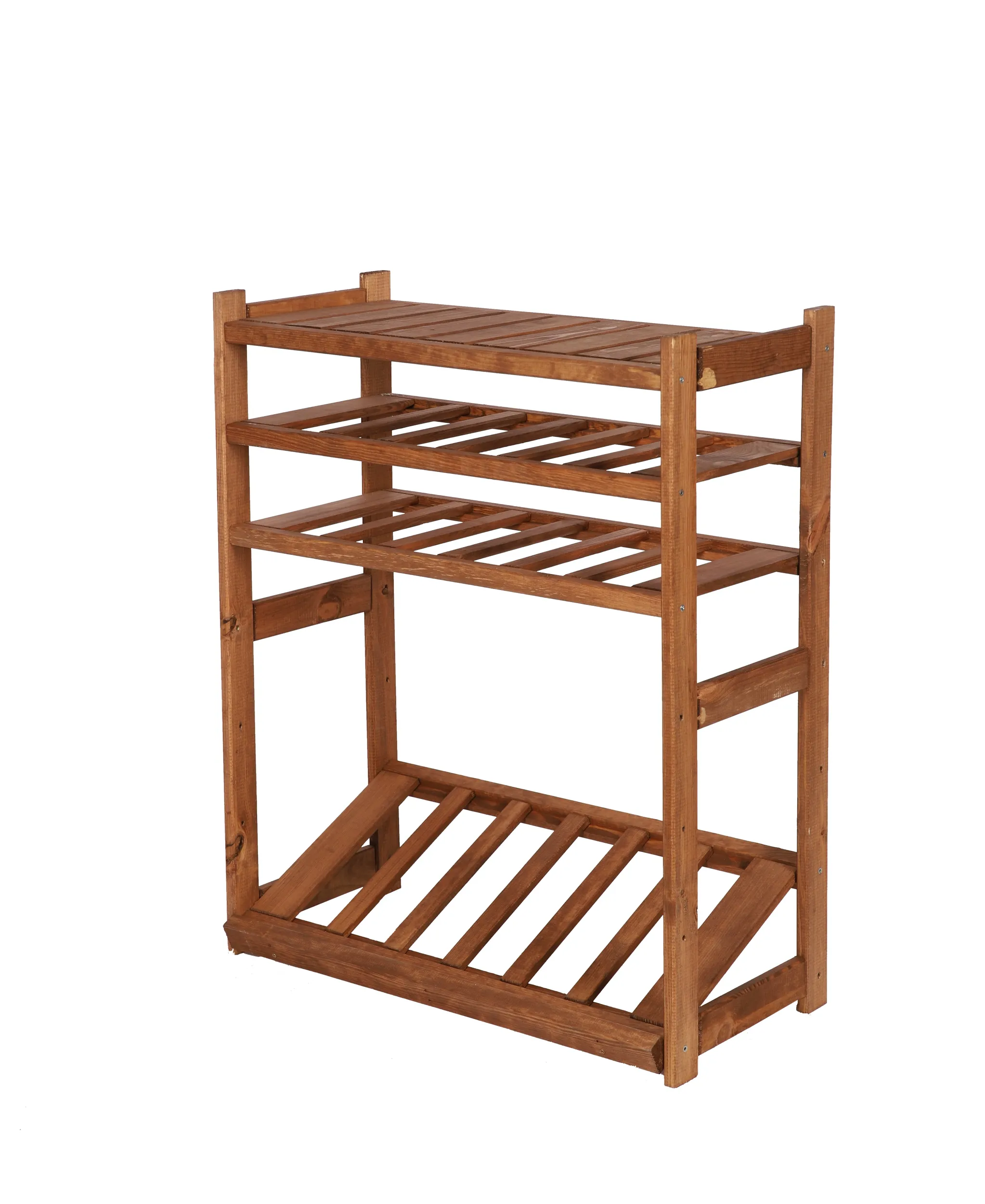 Getränkekisten- & Weinregal SPREEWALD | HxBxT 86x70x33cm | 12 Flaschen auf 2 Ebene + 1 Ebene für Kisten + Ablage | Massives Kiefernholz | Braun geölt