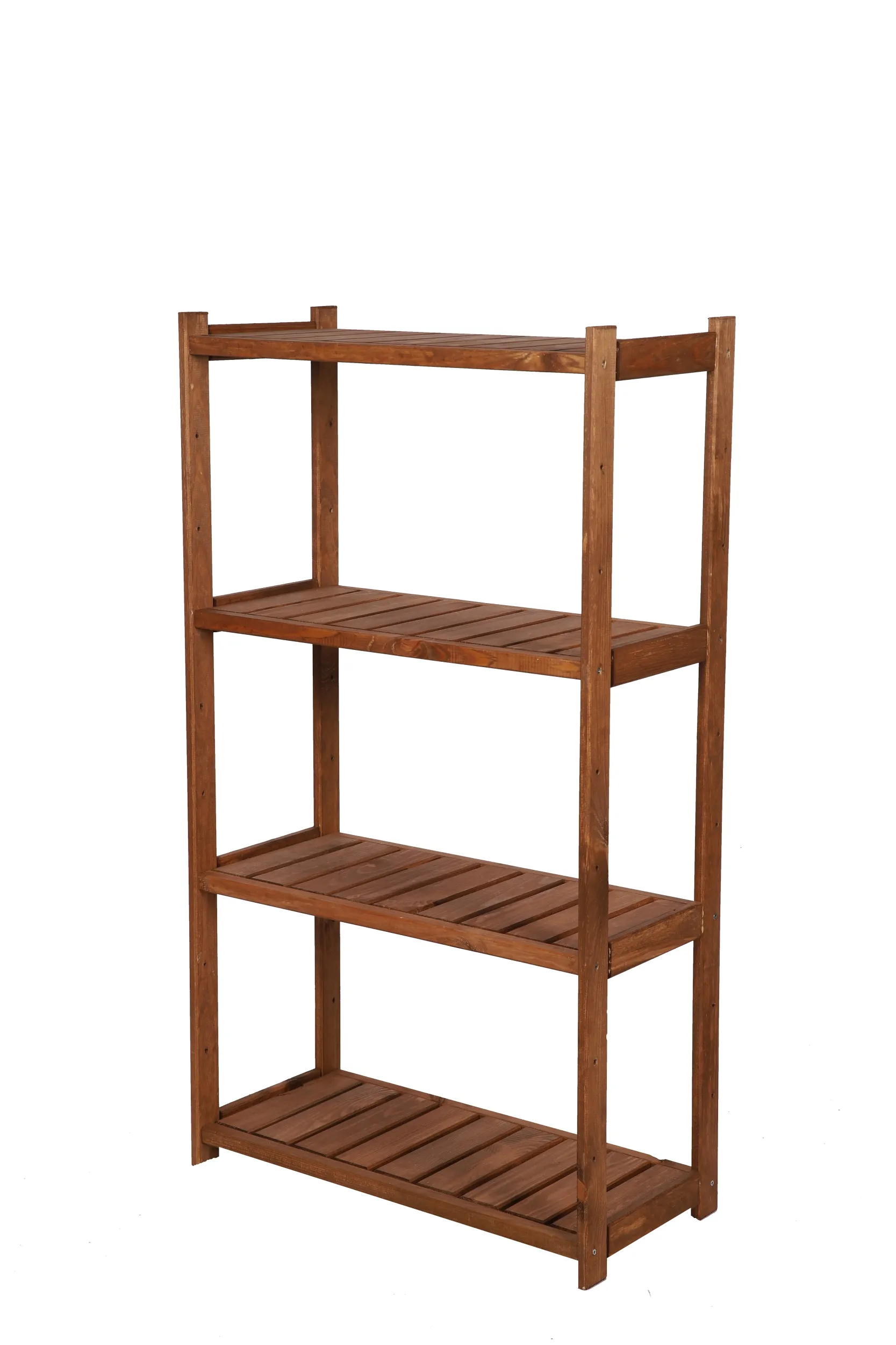 Holzregal SPREEWALD | HxBxT 124x70x33cm | 4 Ebenen | Massives Kiefernholz | Braun geölt