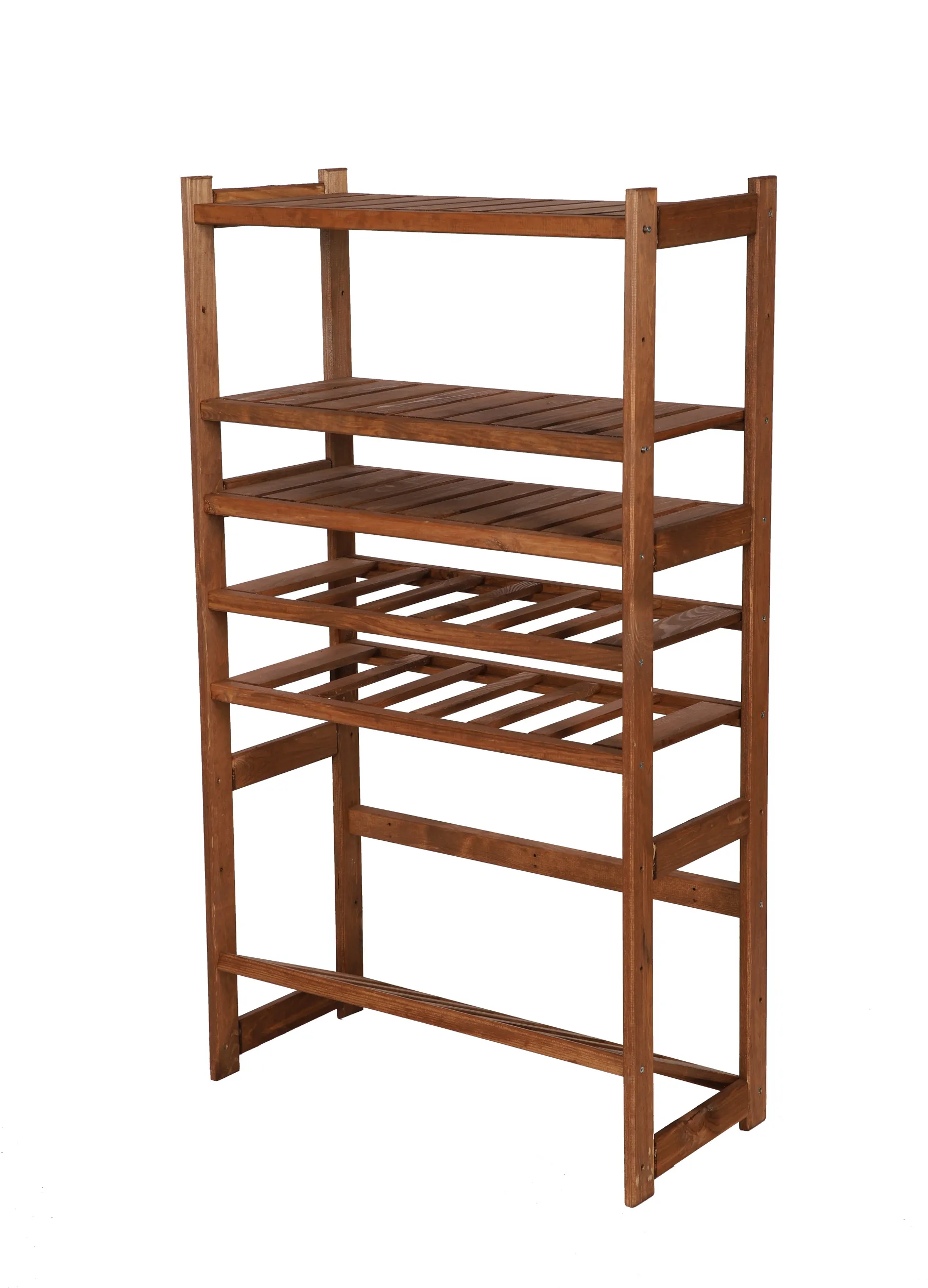 Getränkekisten- & Weinregal SPREEWALD | HxBxT 124x70x33cm | 12 Flaschen auf 2 Ebenen + 1 Ebene für Kisten + 3 Ablagen | Massives Kiefernholz | Braun geölt