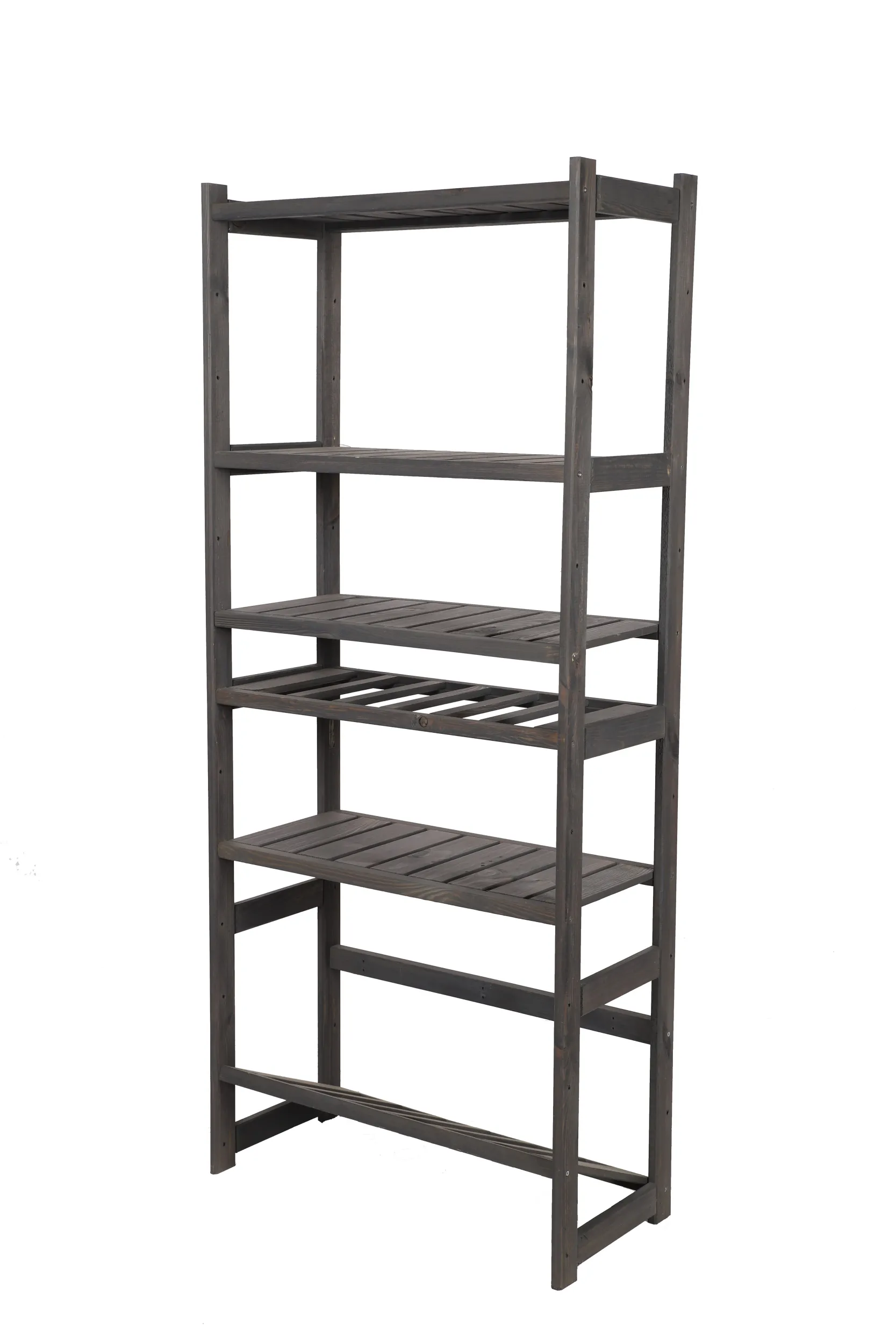 Getränkekisten- & Weinregal SPREEWALD | HxBxT 163x70x33cm | 6 Flaschen auf 1 Ebene + 1 Ebene für Kisten + 4 Ablagen | Massives Kiefernholz | Grau geölt