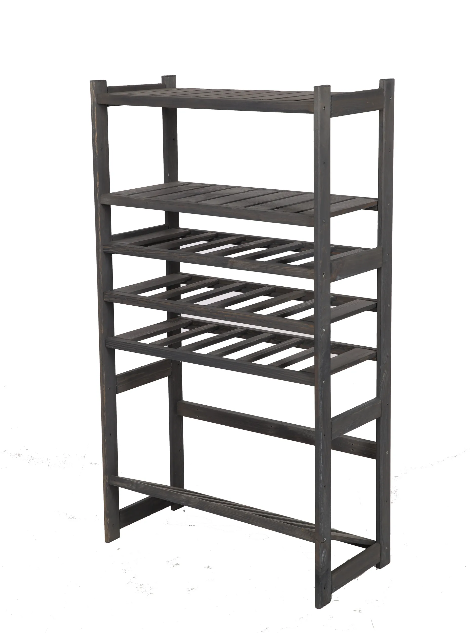 Getränkekisten- & Weinregal SPREEWALD | HxBxT 124x70x33cm | 18 Flaschen auf 3 Ebenen + 1 Ebene für Kisten + 2 Ablagen | Massives Kiefernholz | Grau geölt