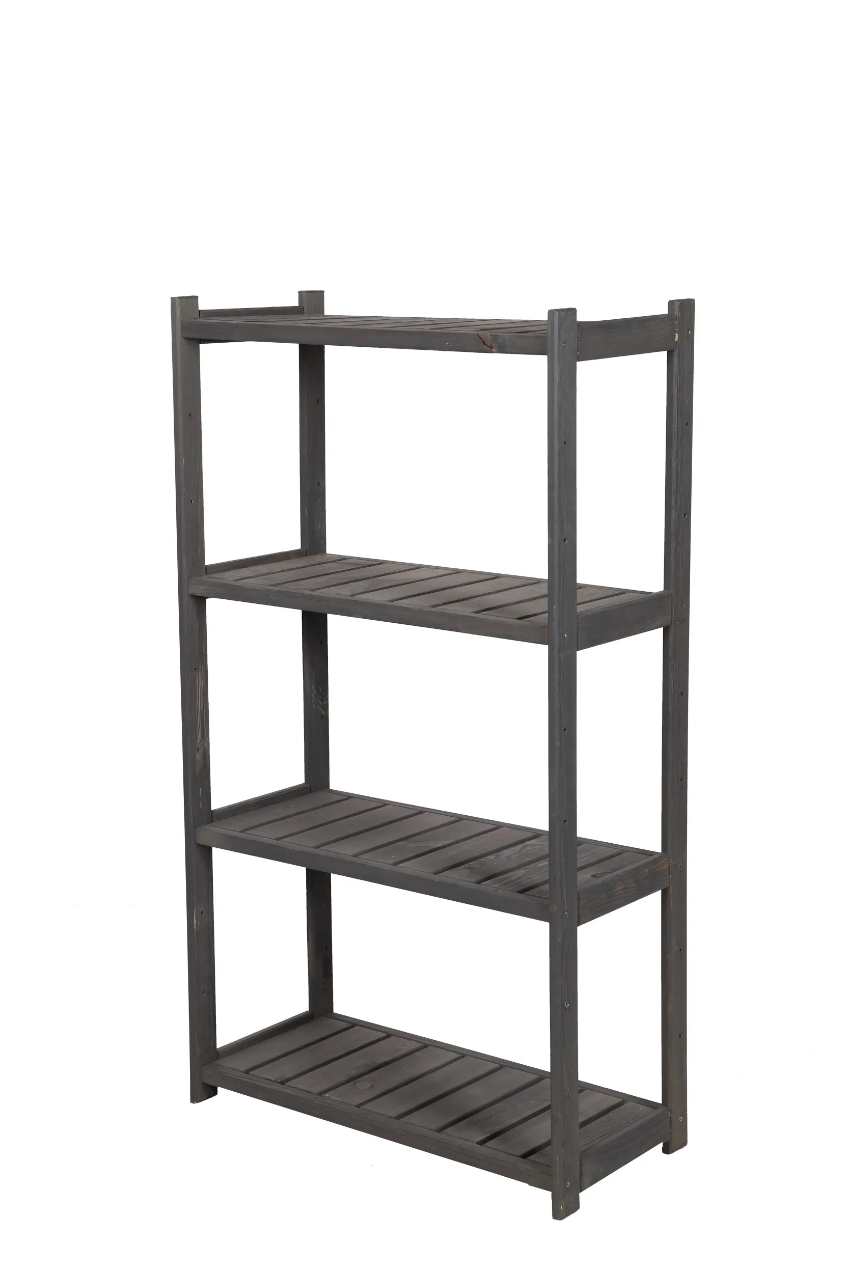 Holzregal SPREEWALD | HxBxT 124x70x33cm | 4 Ebenen | Massives Kiefernholz | Grau geölt