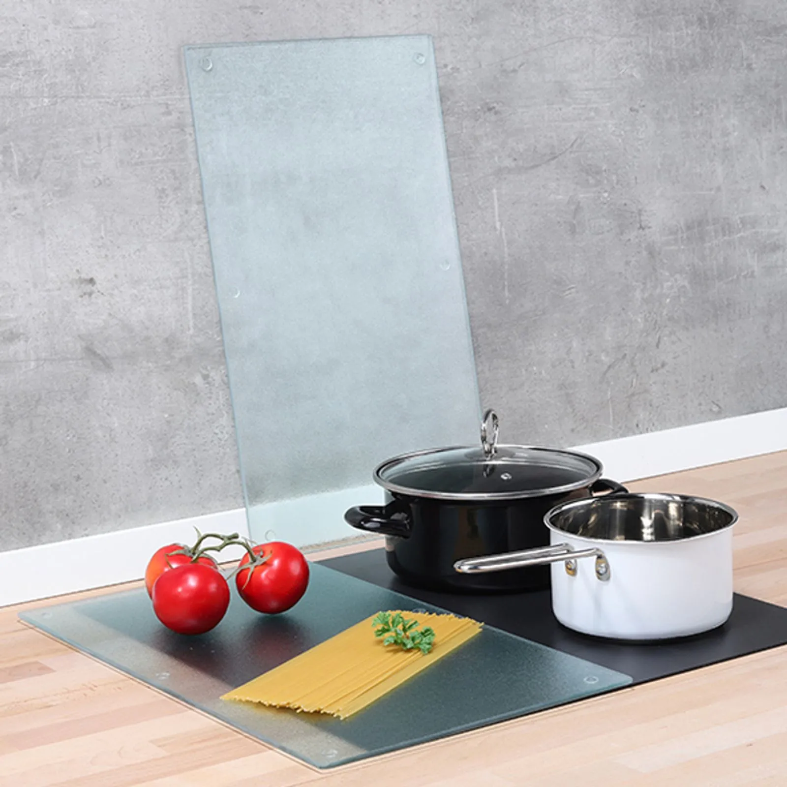 2 Stück Abdeckplatte Glas Schneidebrett Herdabdeckung 52x30