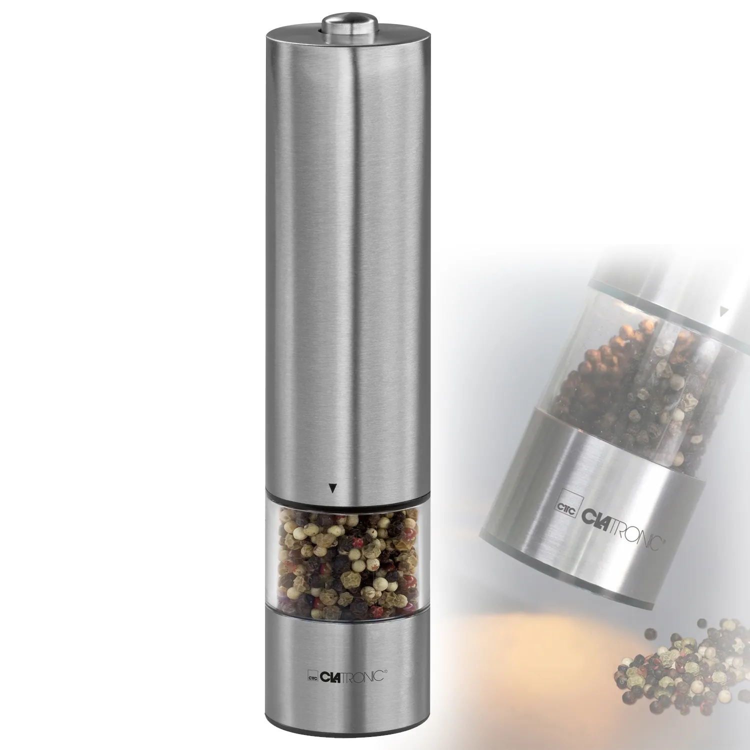 CLATRONIC Pfeffermühle Salzmühle Keramik Mahlwerk mit Licht PSM 3004 N