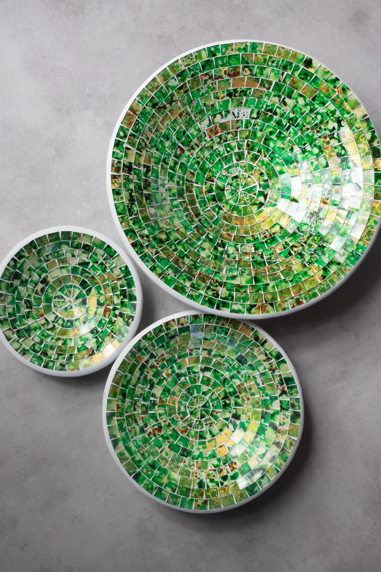 Glasmosaikteller 'Brazil', grün/gelb