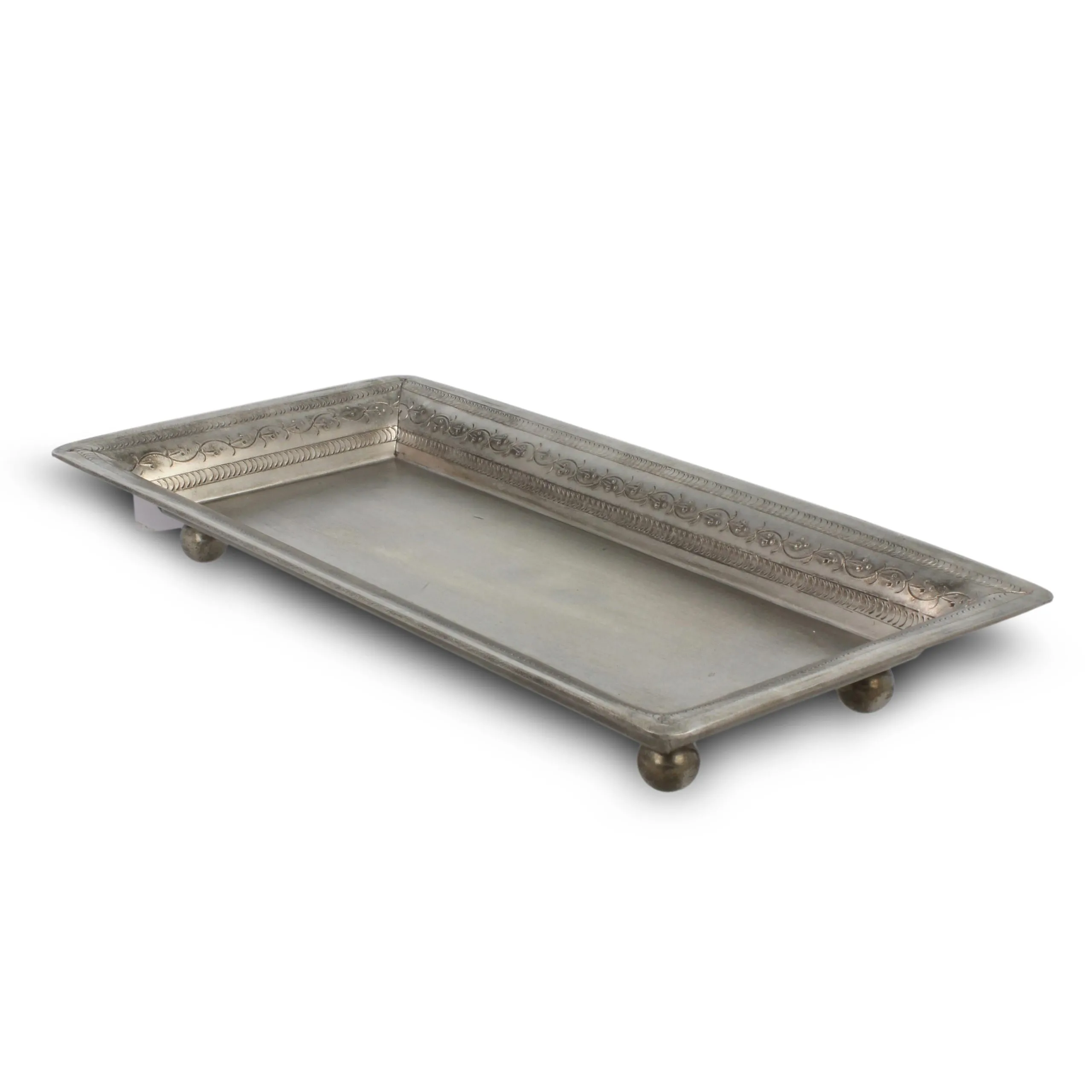 Teller eckig, silber, L 26 cm, B 13 cm, H 3 cm