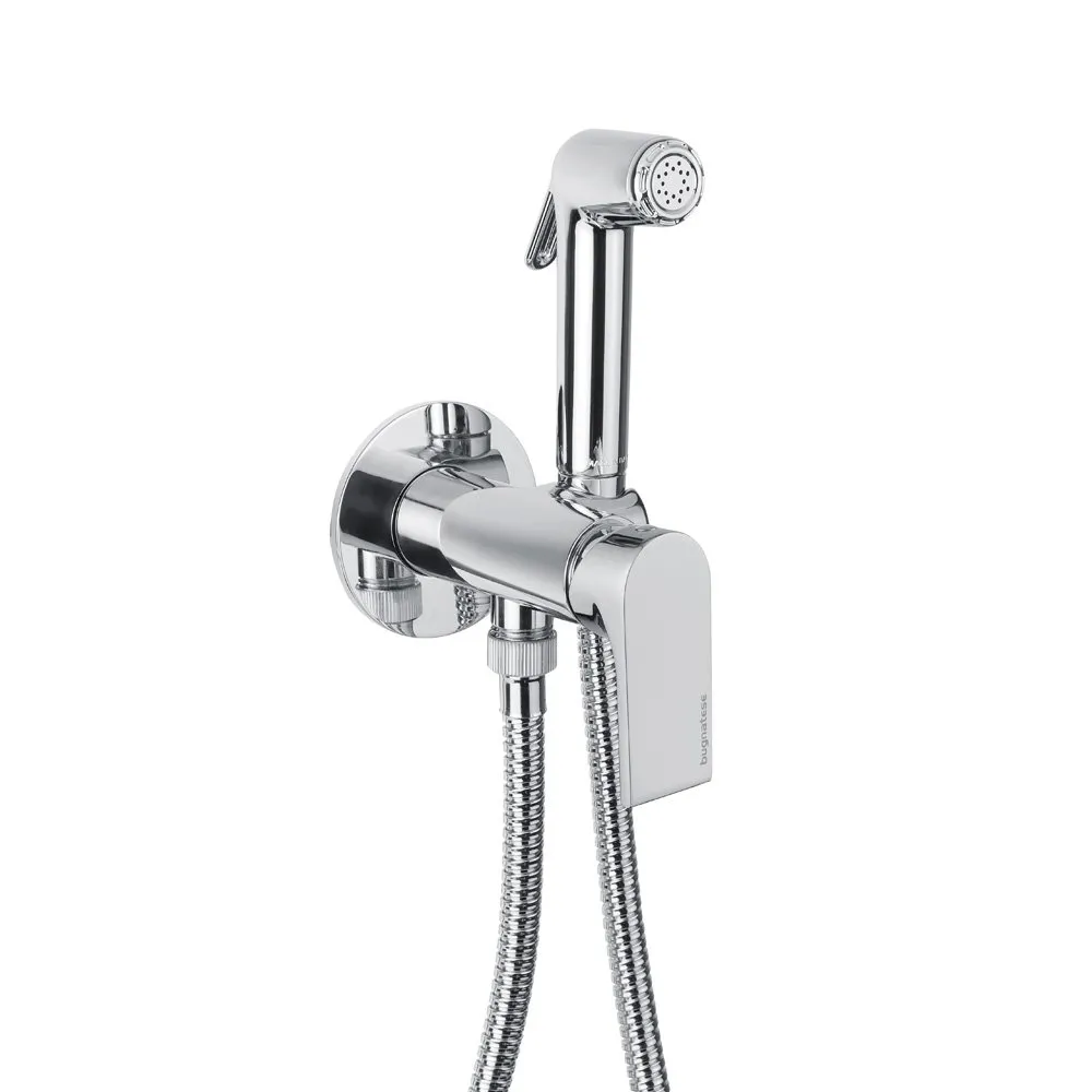 BUGNATESE BIDET-AUSSENBATTERIE MIT FLEXIBLEM SCHLAUCH HANDBRAUSE VERCHROMT