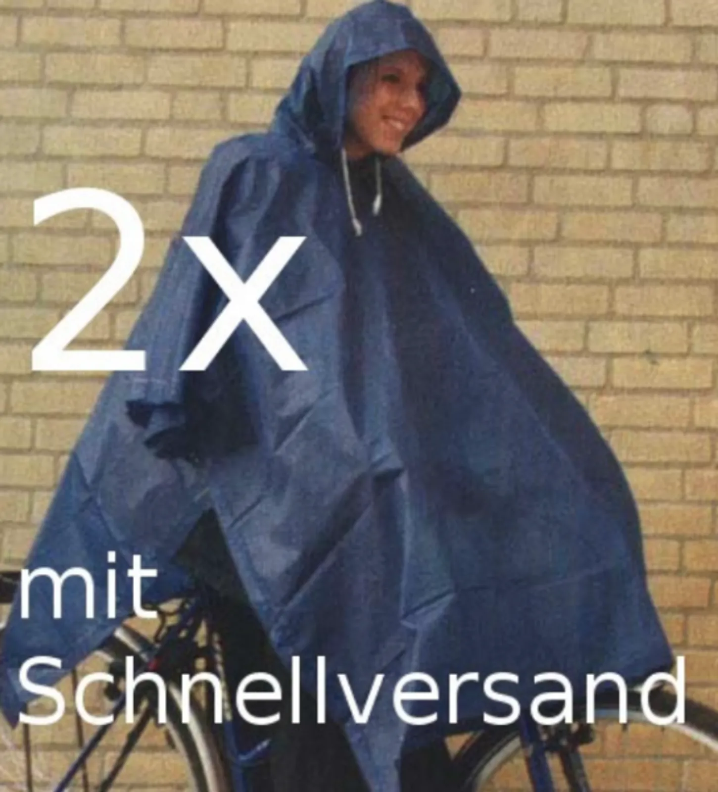 2x Regencape Regenponcho Regenschutz Fahrrad blau Unisex