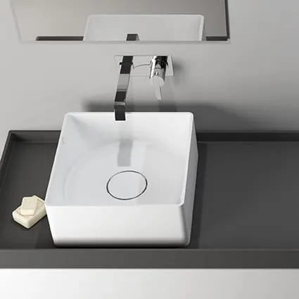 RELAX DESIGN INSIDE OUT Q-CIRCLE QUADRATISCHER AUFSATZWASCHTISCH IN LUXOLID 42X4