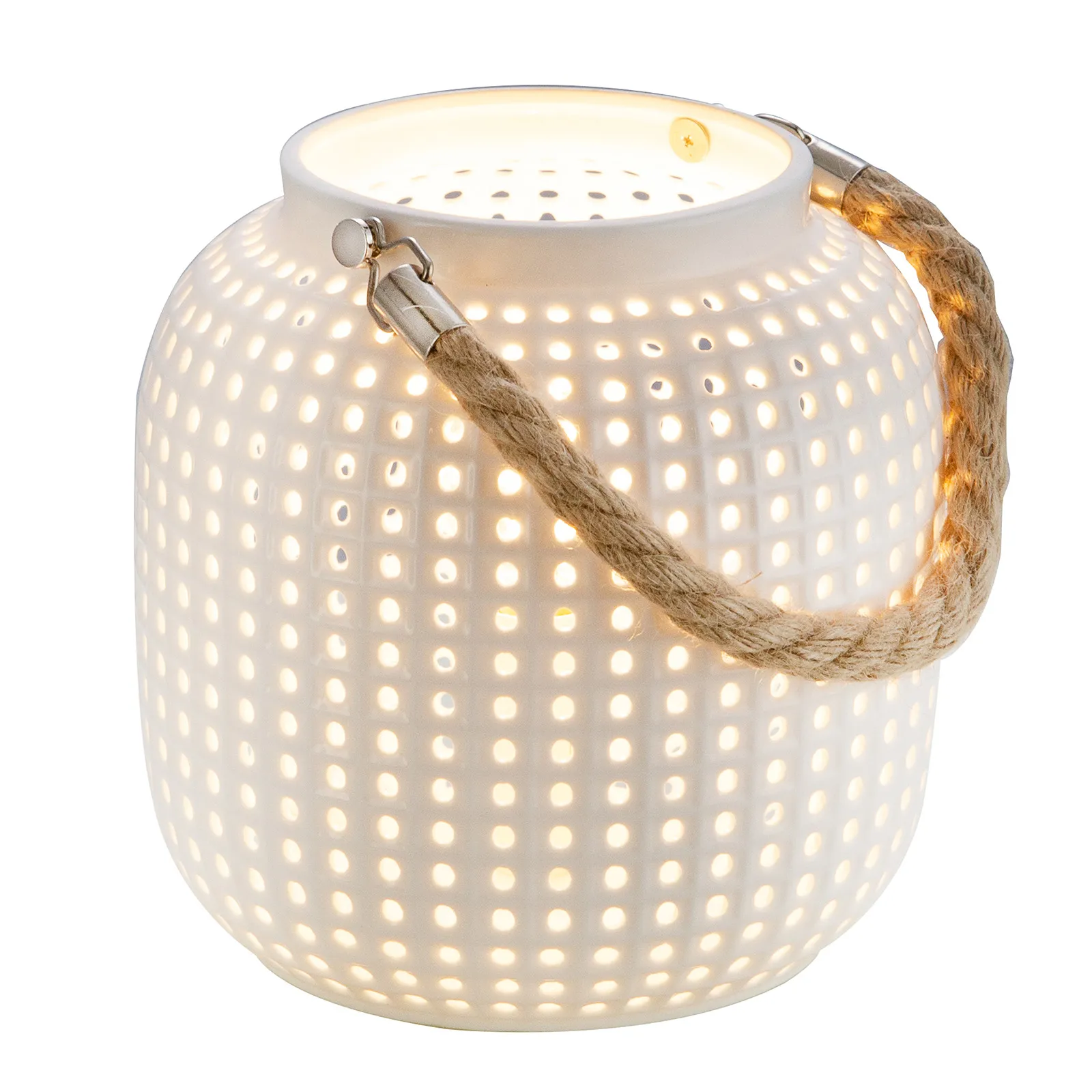 Tischlampe Wohnzimmer Tischleuchte Keramik weiß Deko Laterne Landhaus 50770107