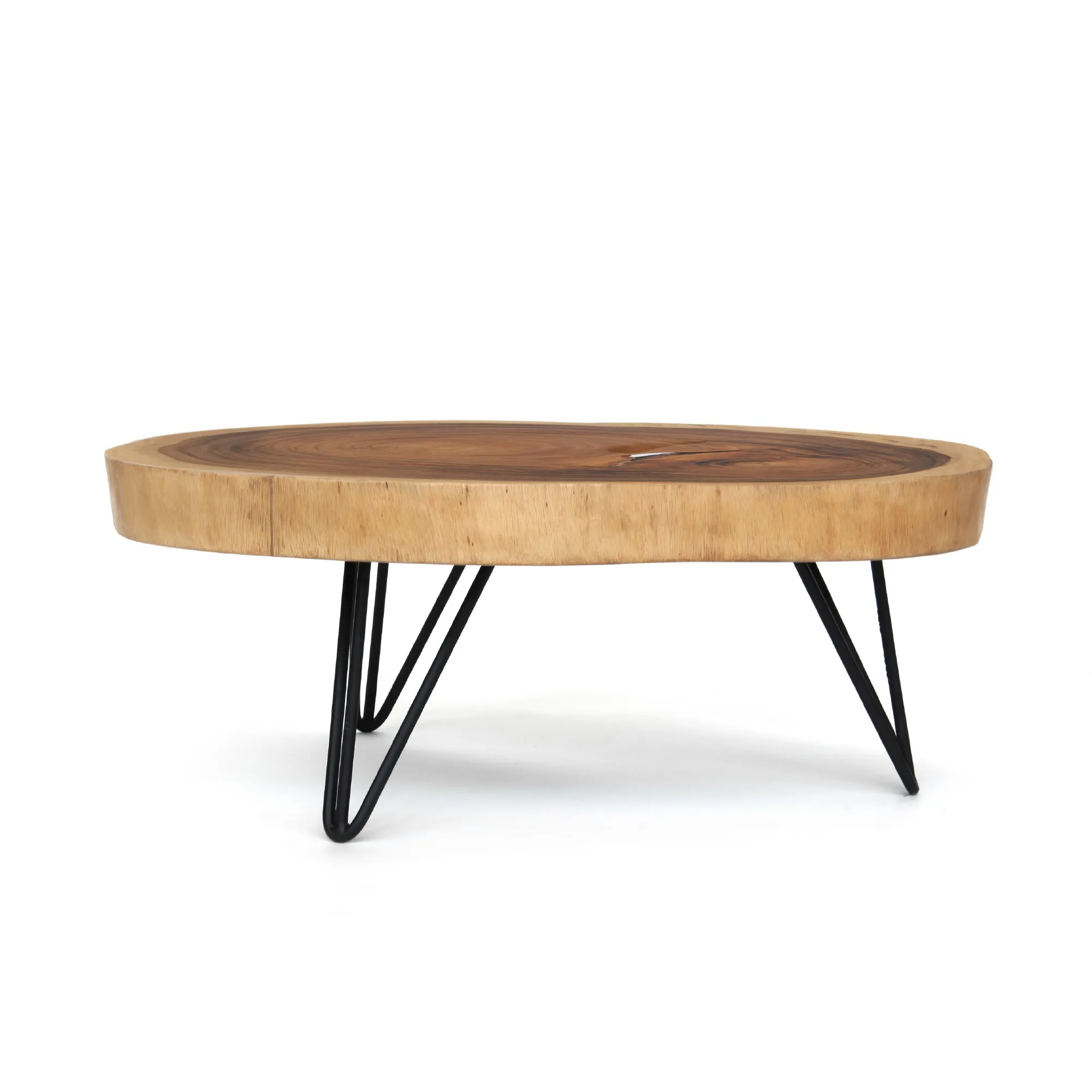 Couchtisch, massive Tischplatte, Akazie, natur, T ca. 80 cm, B ca. 100 cm, H 35 cm