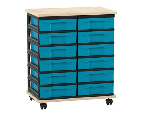 Flexeo Fahrbares Containersystem mit Ablage, 12 kleine Boxen