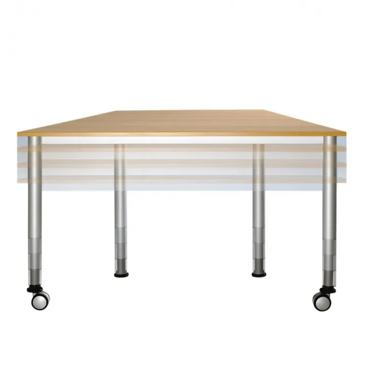 Conen Trapeztisch, fahrbar und höhenverstellbar