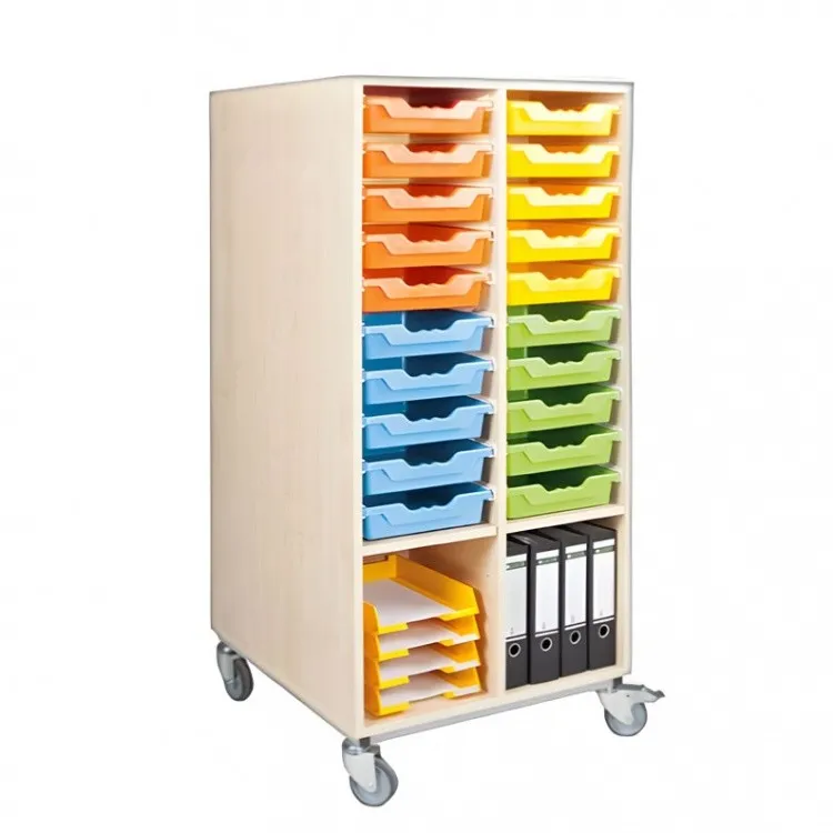 Conen Mobiler Materialturm mit 2 Fächern und 20 flachen ErgoTray Boxen je Seite