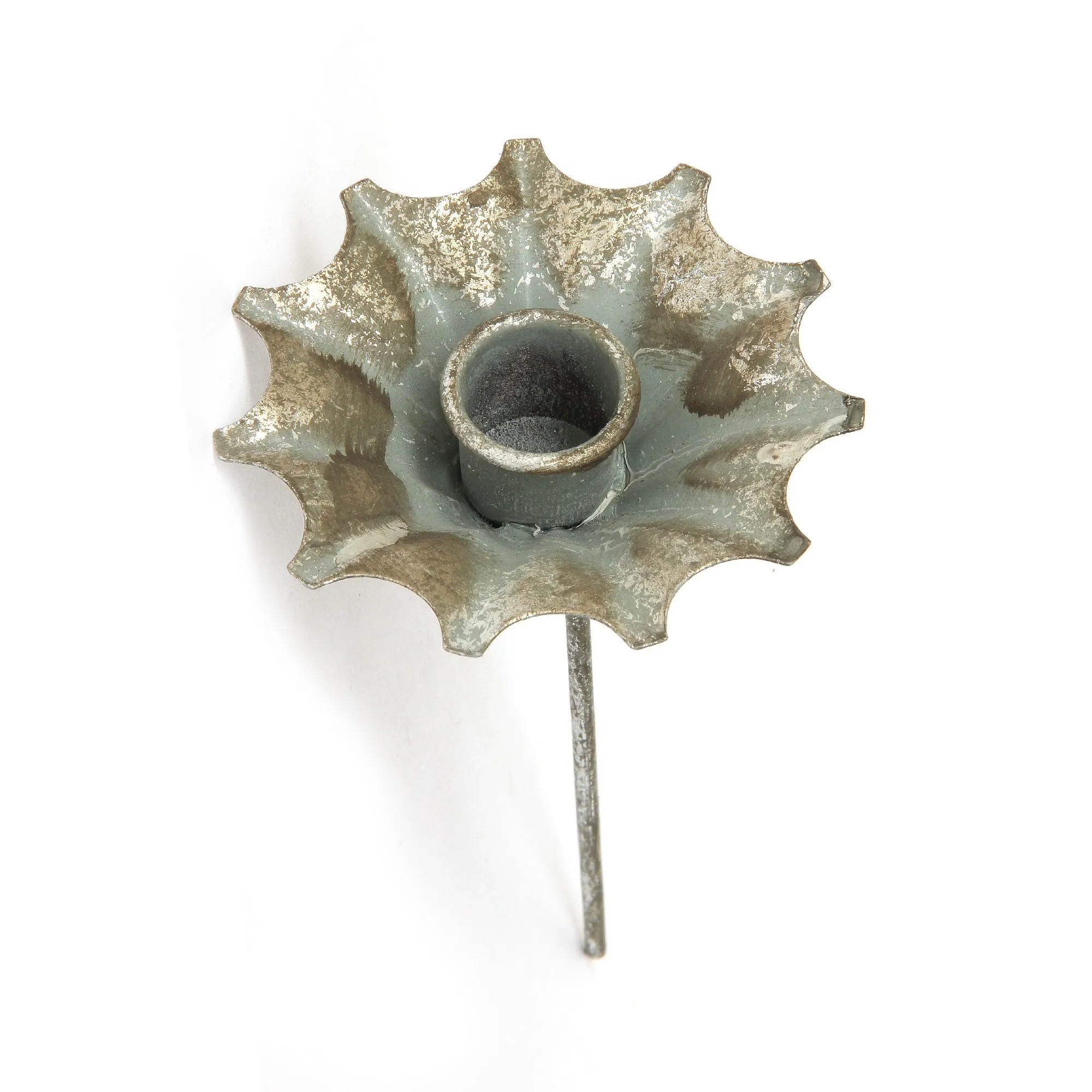 Kerzenstecker 'Anastasia', antik silber, Ø 10 cm, H 18 cm