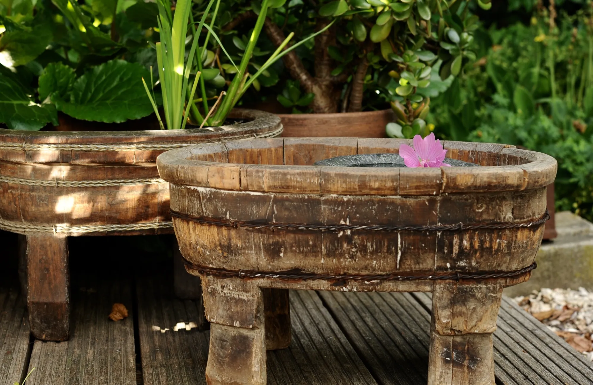 Fußbad-Bottich mit Füßen, natur, ca. B 48 cm, L 33 cm, H 31 cm